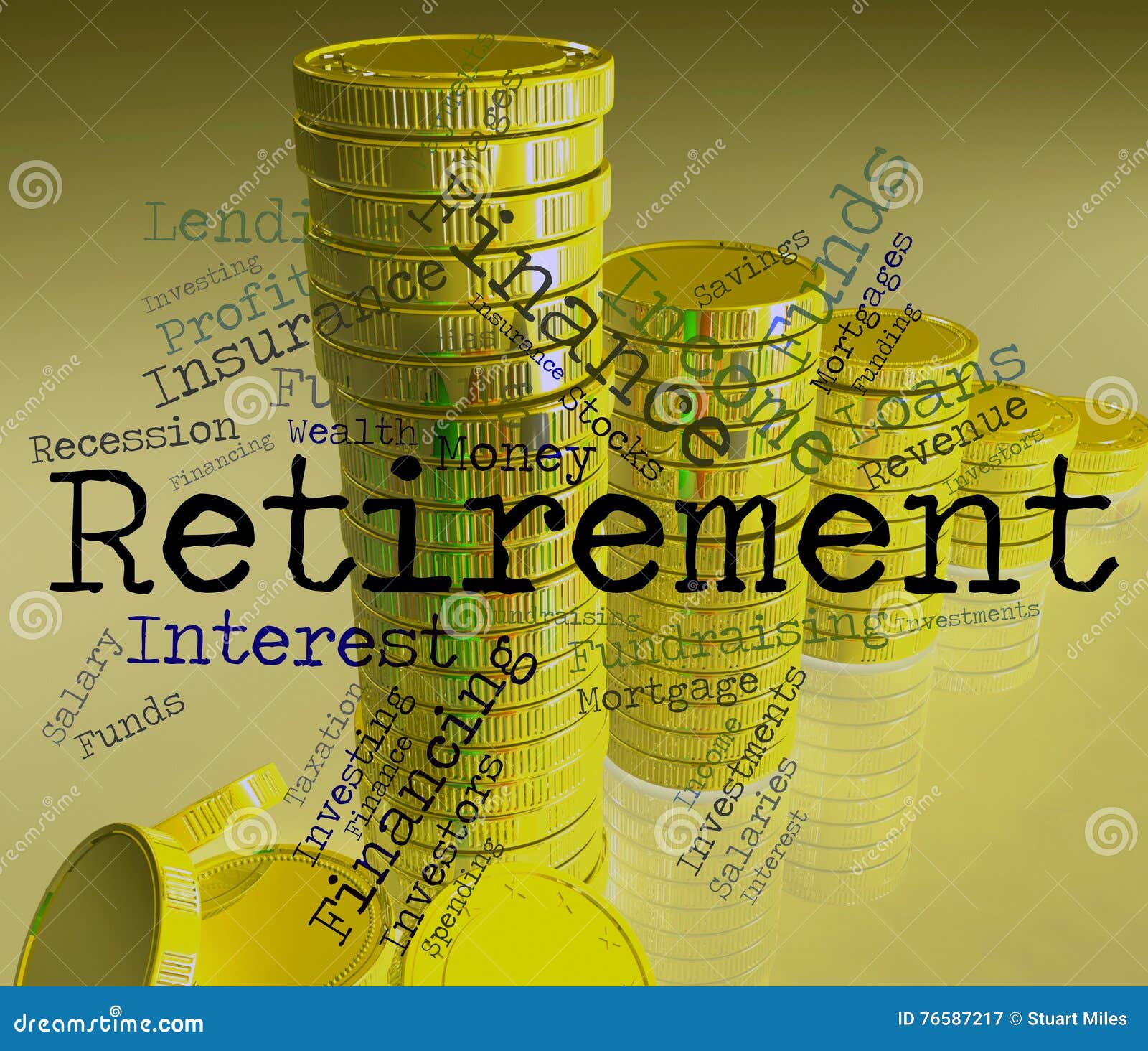 retirement-word-shows-finish-work-and-pensioner-stock-illustration