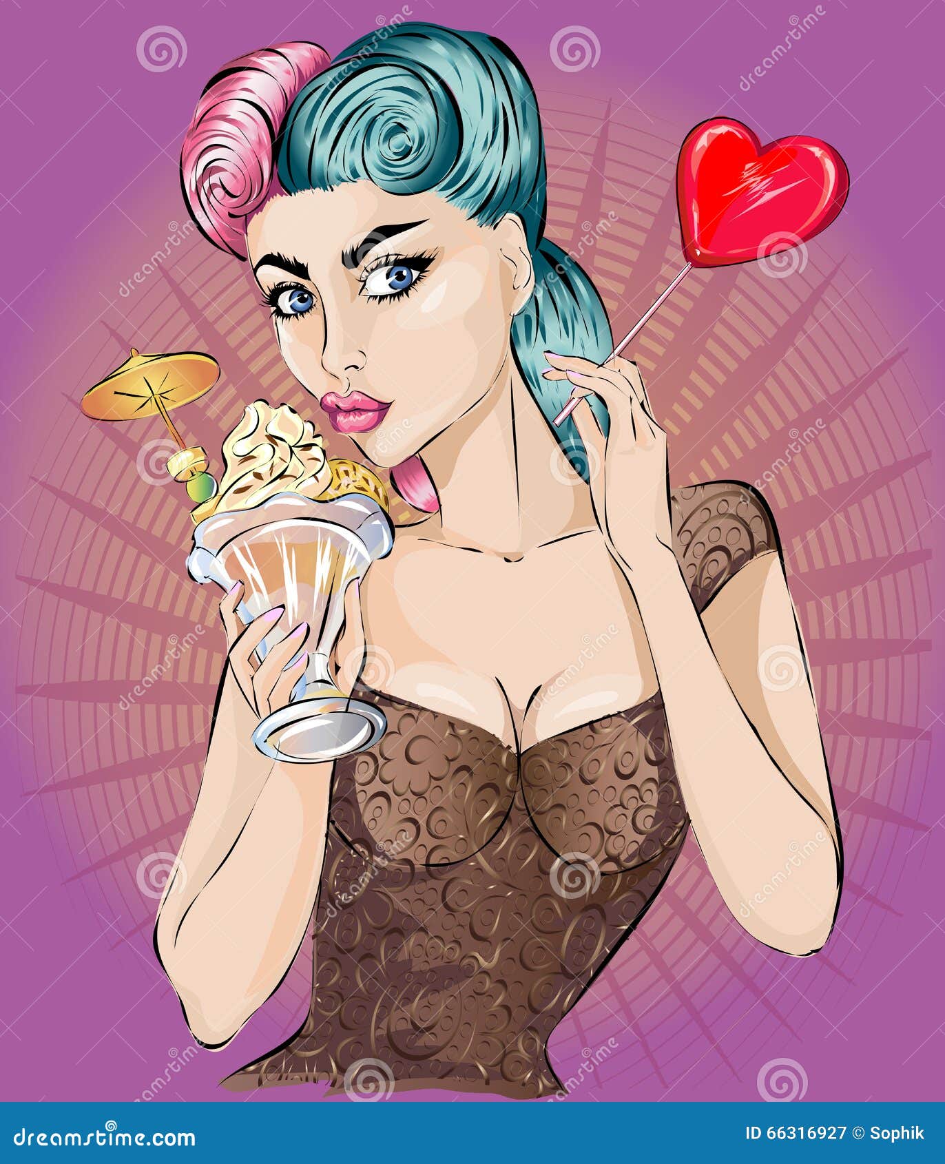 Девушка с мороженым поп арт