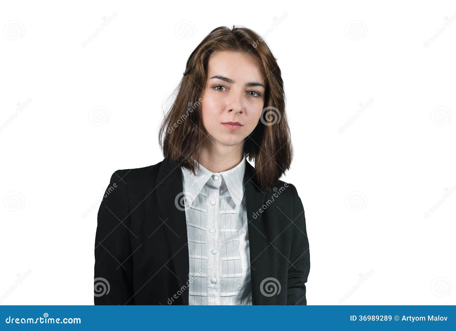 Retrato da mulher de negócios isolado no branco. Retrato da mulher de negócios smilling nova isolada no branco