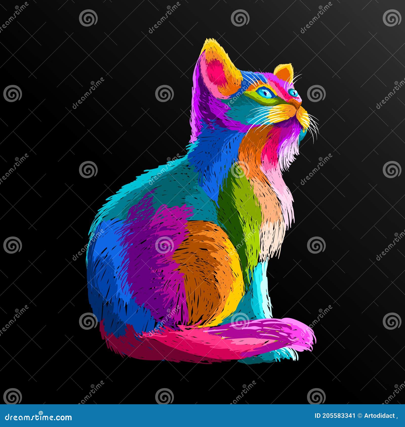 Retrato De Arte Pop Colorido De Gato Poster Premium Decoração Isolada  Ilustração do Vetor - Ilustração de geométrico, selvagem: 205583341