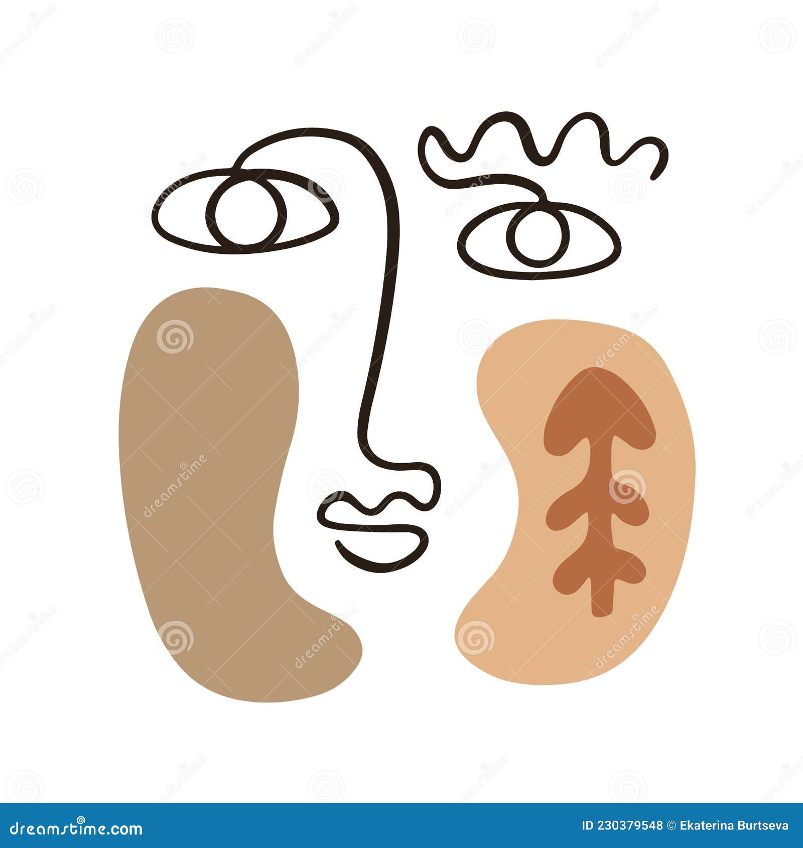 Retrato De Cara Abstracta Con Formas De Colores Neutros Ilustración del  Vector - Ilustración de elegante, manera: 230379548