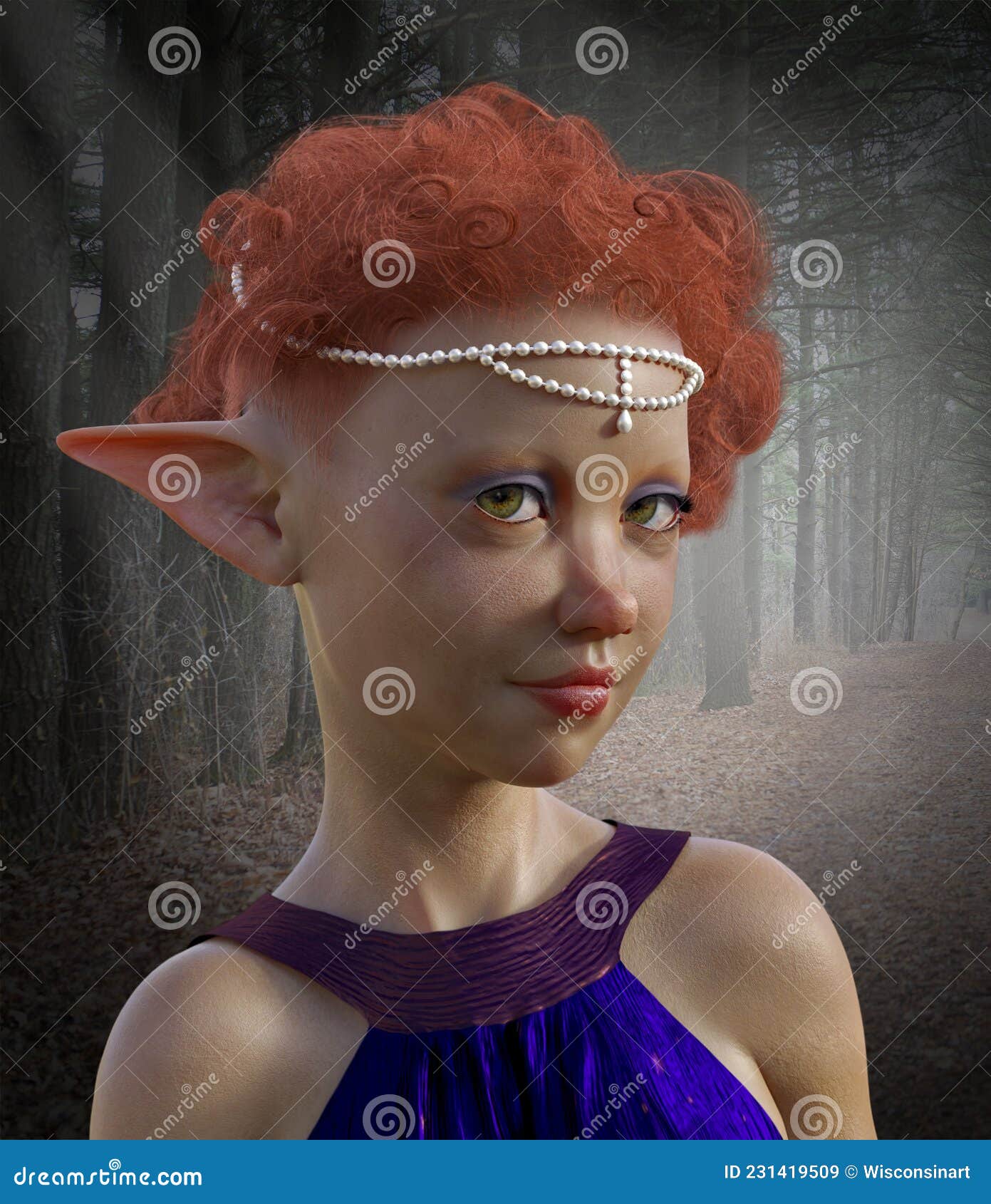 Retrato De Elfo De Mujer Joven De Fantasía Stock de - Ilustración de misterioso, mujer: 231419509
