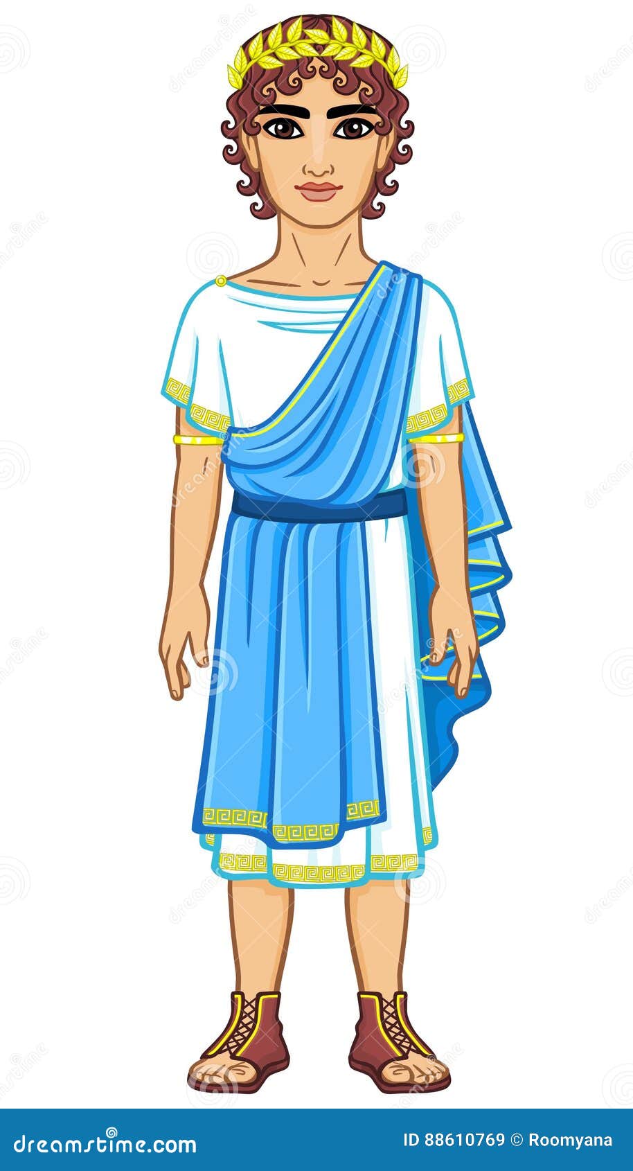 Retrato De La Animación Del Hombre En Ropa De Grecia Antigua Ilustración  del Vector - Ilustración de retrato, fondo: 88610769