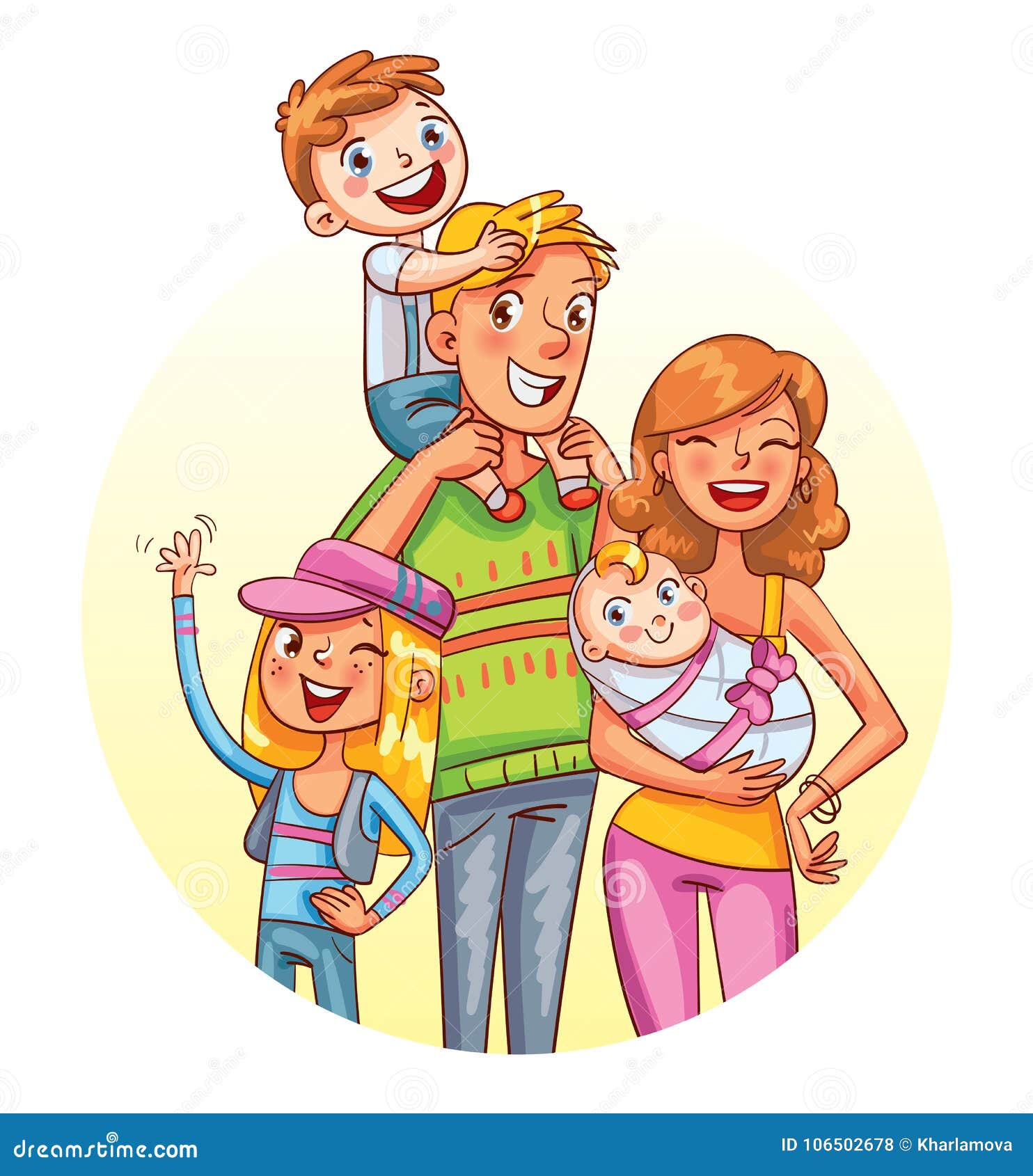 Retrato De La Familia Personaje De Dibujos Animados Divertido Ilustración  del Vector - Ilustración de juego, mama: 106502678