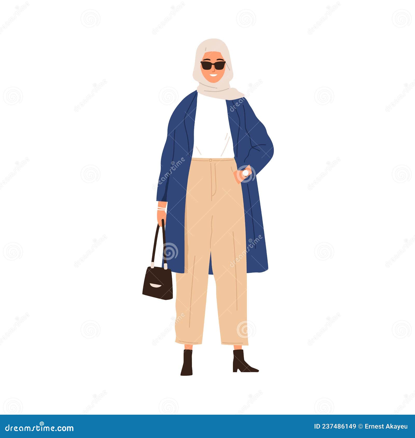 Retrato De Mujer árabe. Hembra Musulmana Moderna Con Gafas De Sol Hijab Y Ropa De Moda. Persona árabe Con Estilo del Vector - Ilustración de manera, dubai: