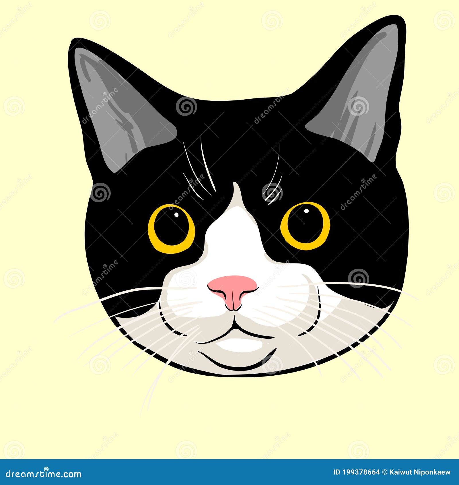 Ímã Gatos de Gato Tuxedo Desenho Preto e Branco