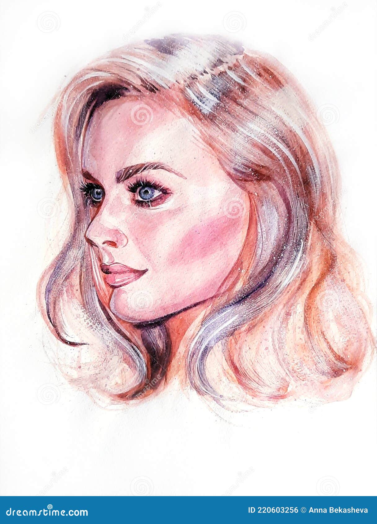 Desenho Aquarela De Um Retrato De Uma Mulher Sorrindo Ilustração do Vetor -  Ilustração de nomes, spas: 264433099