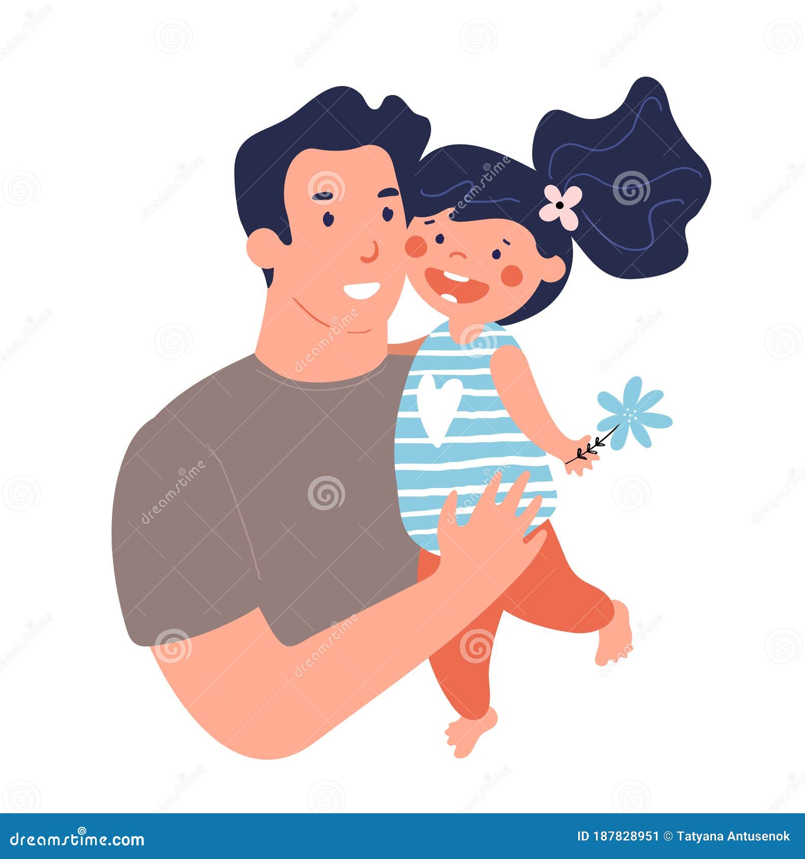 Retrato De Un Padre Con Hija. Afiche Del Día Del Padre. Papá Se Abraza Y  Cuida a Su Hijo. Vector De Dibujos Animados Planos Ilustración del Vector -  Ilustración de aislado, bandera: