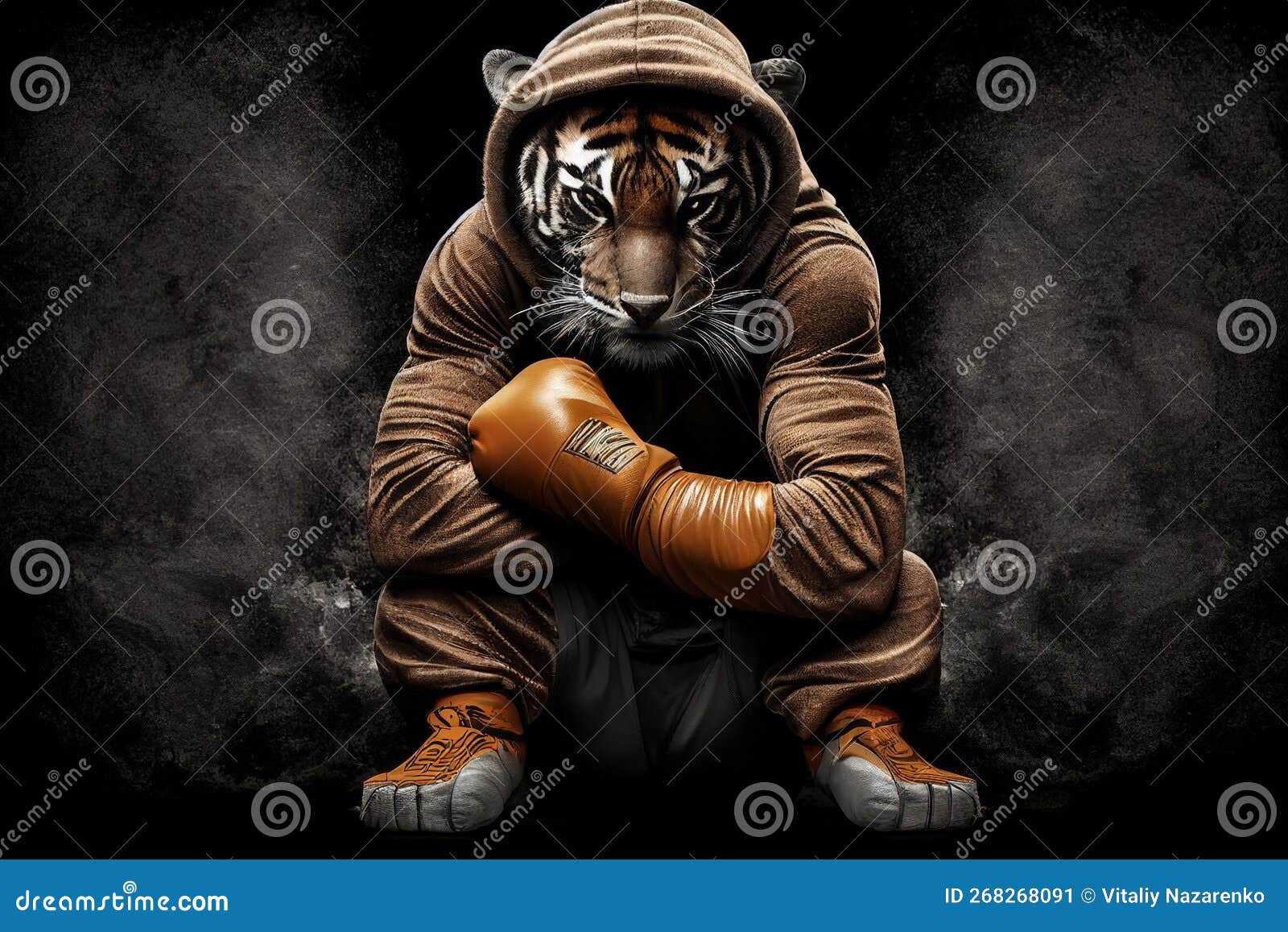 Retrato De Un Tigre En Un Traje De Chándal Y Guantes De Boxeo. Generado Por  Ai. Stock de ilustración - Ilustración de gato, lindo: 268268091