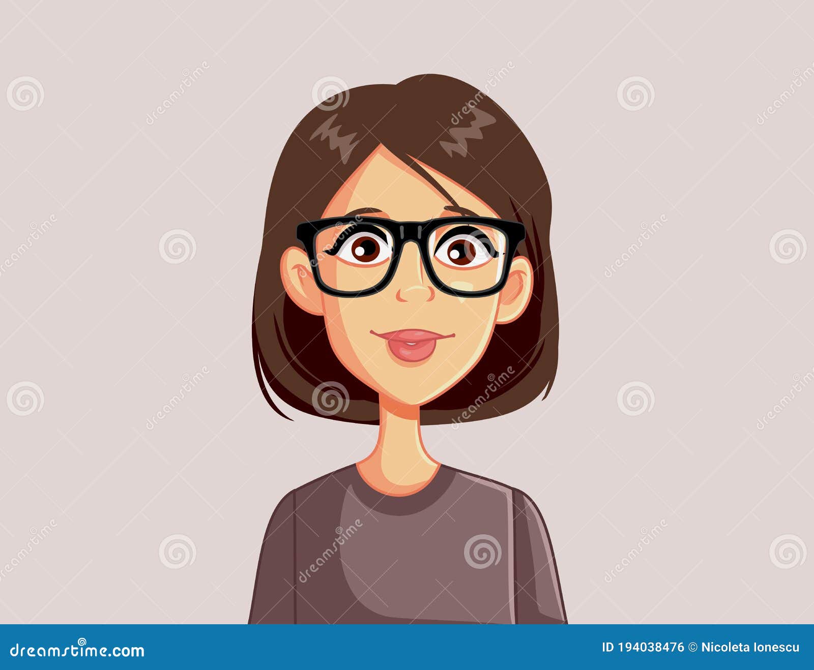 Retrato De Una Joven Mujer Con Gafas Ilustraciones Vectoriales Ilustración  del Vector - Ilustración de cara, lindo: 194038476
