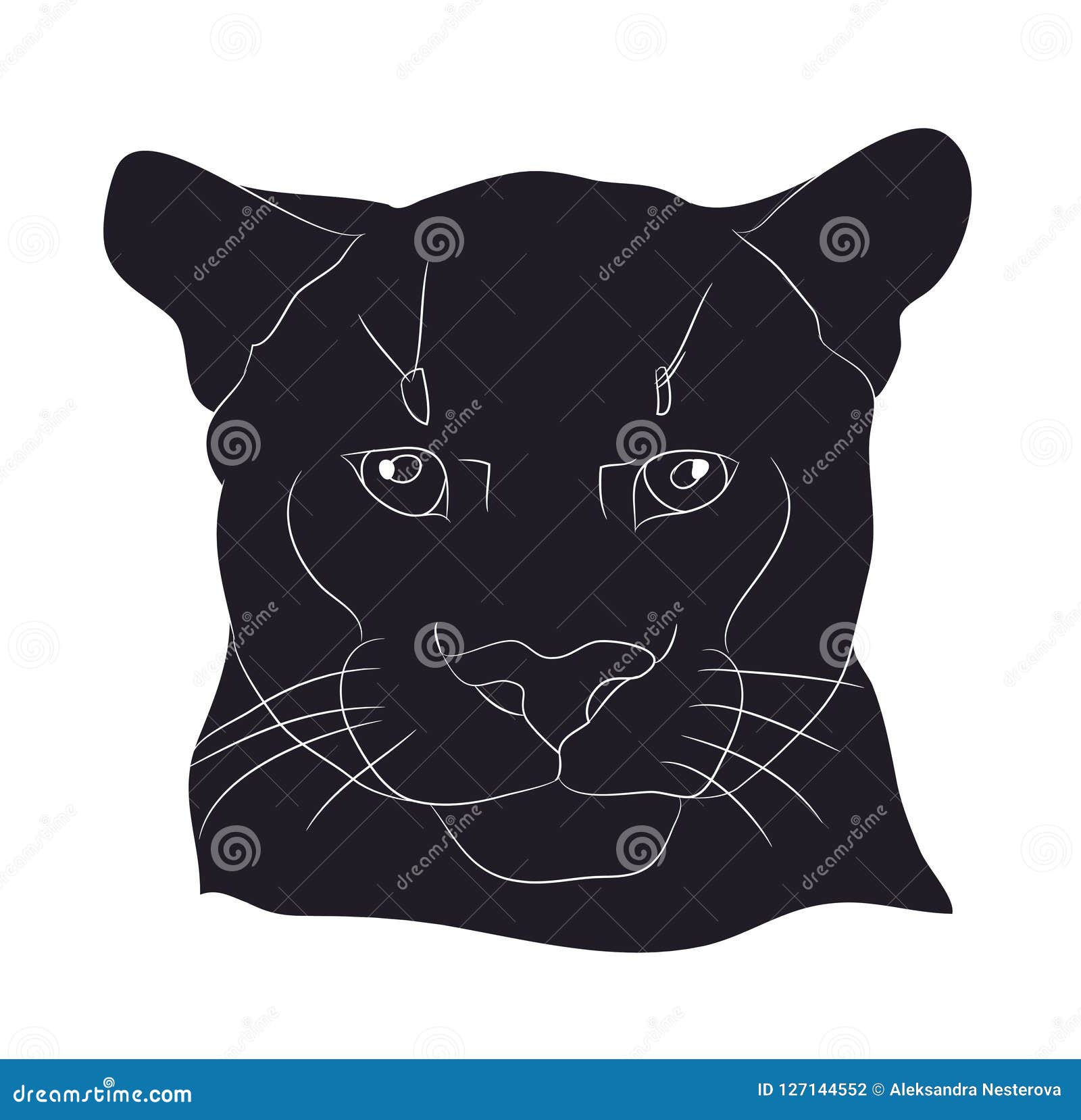 Retrato De Una Silueta Del Puma, Vector Ilustración del Vector - de fondo, negro: 127144552