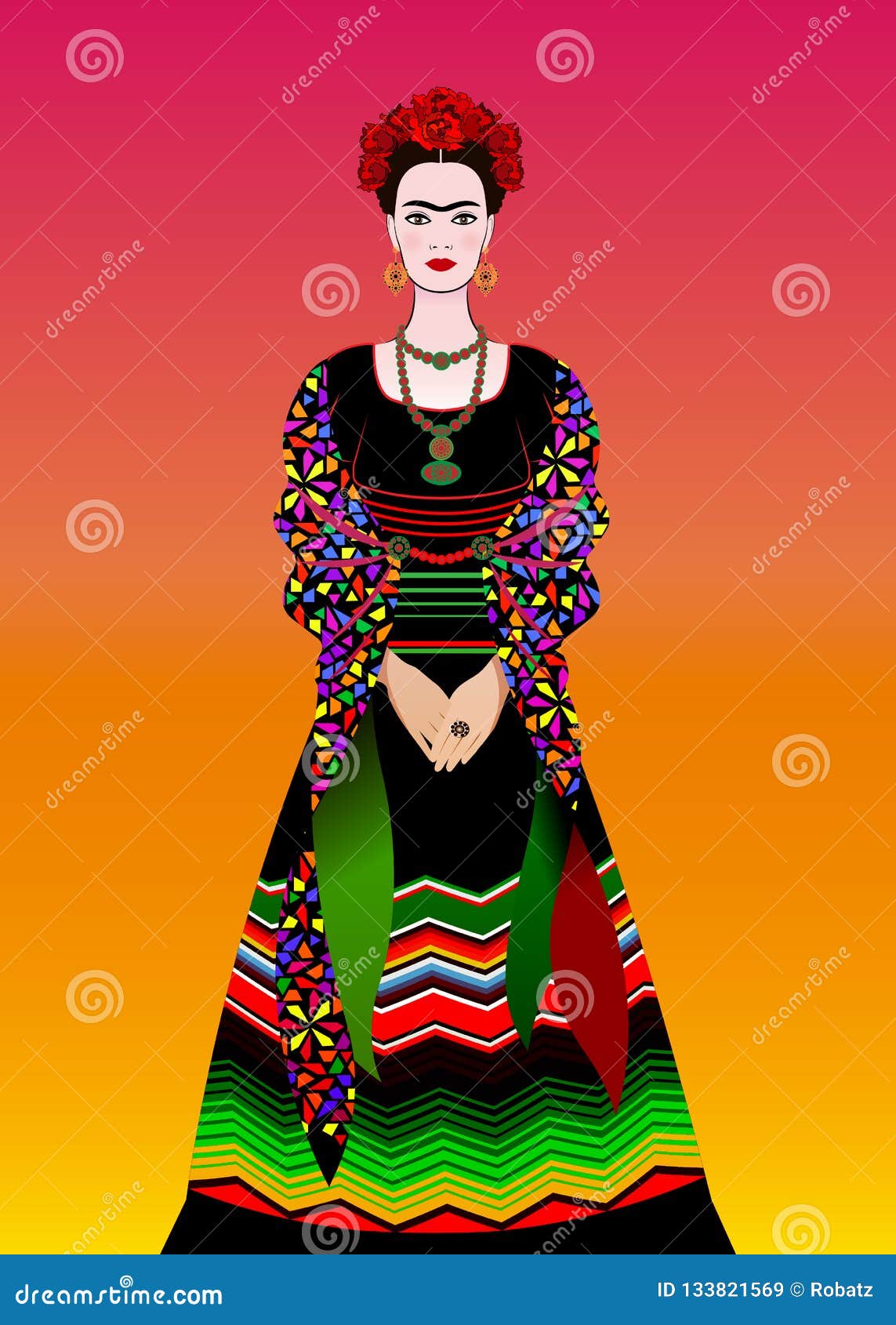 Retrato Del Vector De Frida Kahlo, Mujer Mexicana Con Un Peinado  Tradicional El Mexicano Hace La Joyería Y Las Flores a Mano Roja Imagen de  archivo editorial - Ilustración de flores, antiguo: