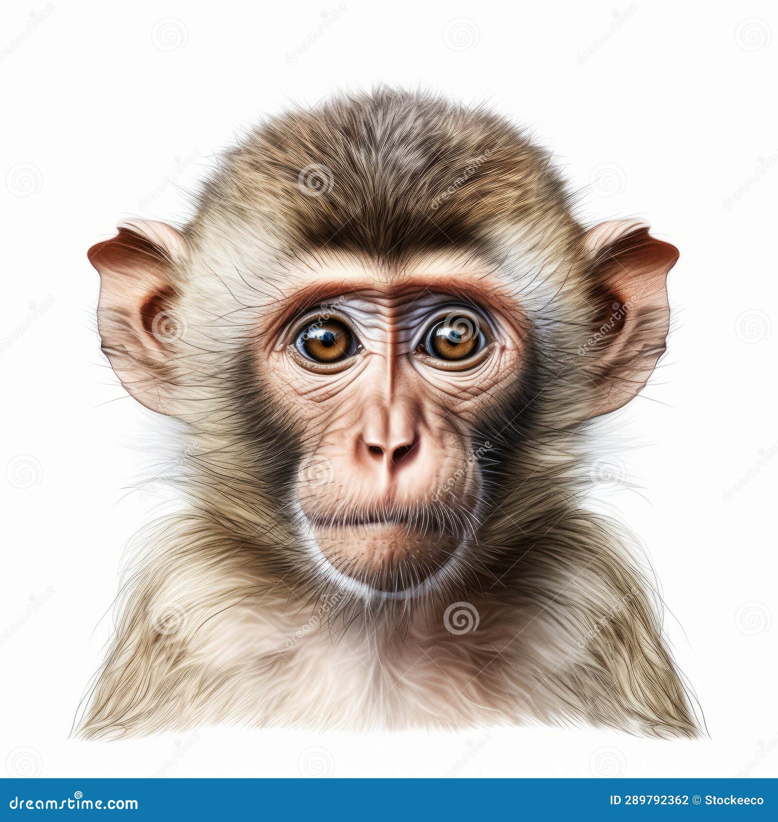 Retrato Realista De Um Macaco Adulto Em Fundo Branco Ilustração Stock -  Ilustração de desenho, multa: 289792362