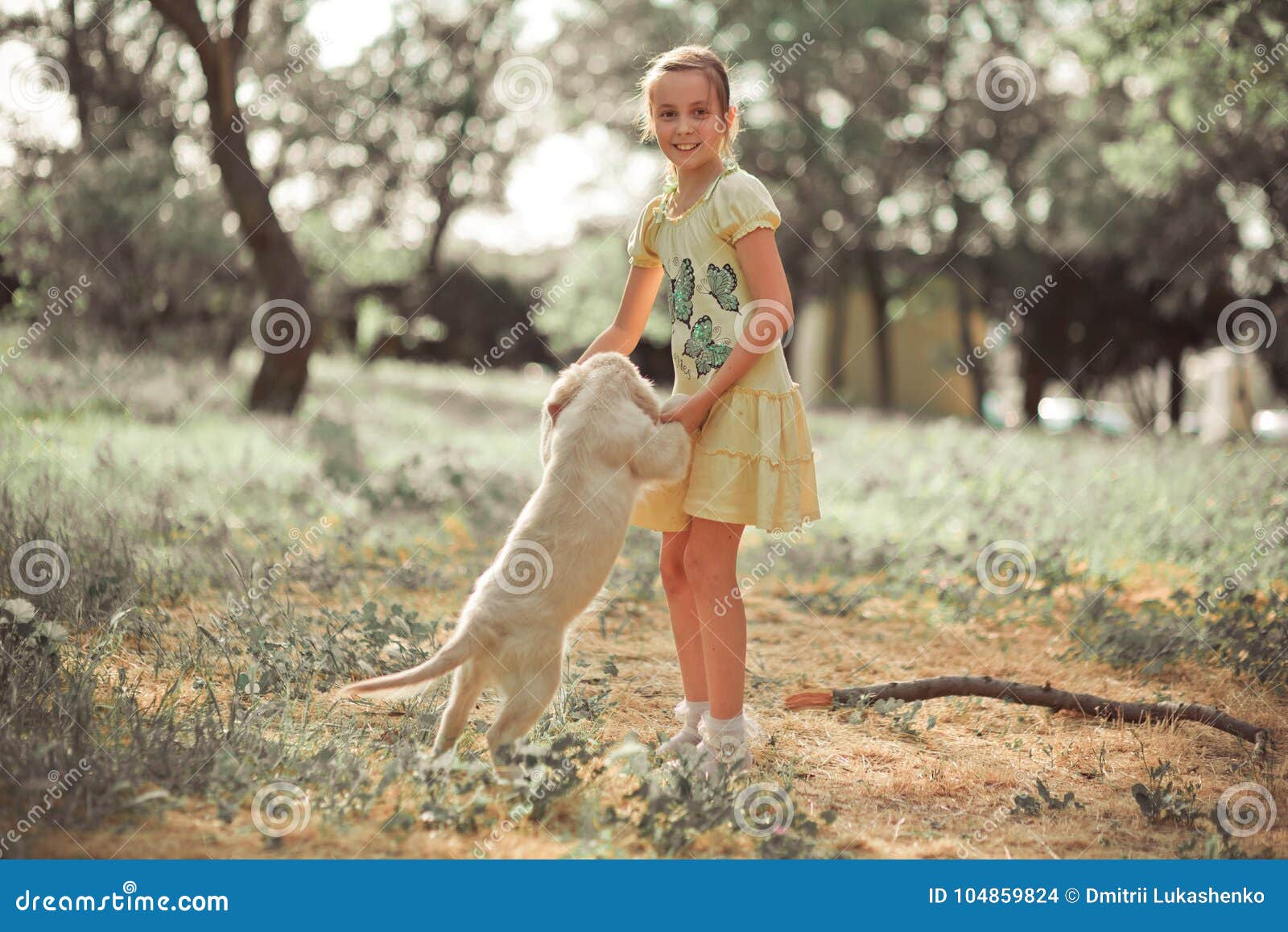 Retriever Pup Lovely Scene Cute Young Teen Girl Enjoying Posing Summer Time Vacation With Best Friend Retriever Pup Lovely Scene Cute Young Teen Girl Enjoying Posing Summer Time Vacation With Best Friend