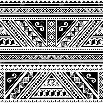 Polynesian Tribal Geometric Seamless Vector Horizontal Pattern ...