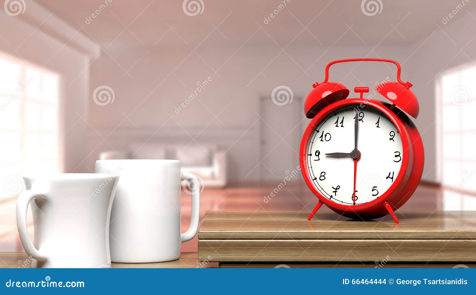 Close View Coffee Maker Alarm Clock Cup Coffee Isolated Red Stock Photo by  ©KostyaKlimenko 191670246