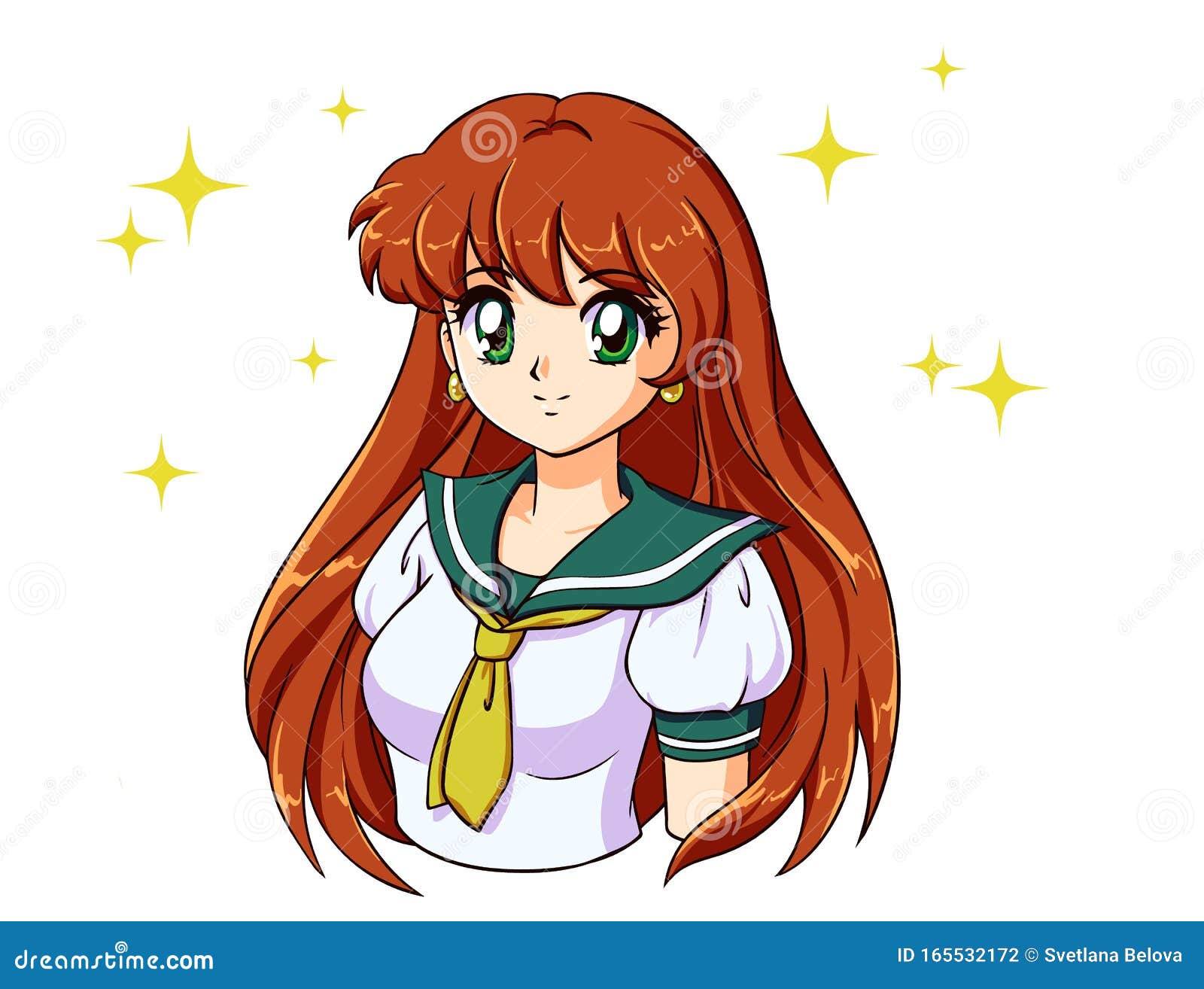 Retro Anime Girl with Red Hair in Japanese School Uniform Stock Vector -  Illustration of body, comic: 165532172