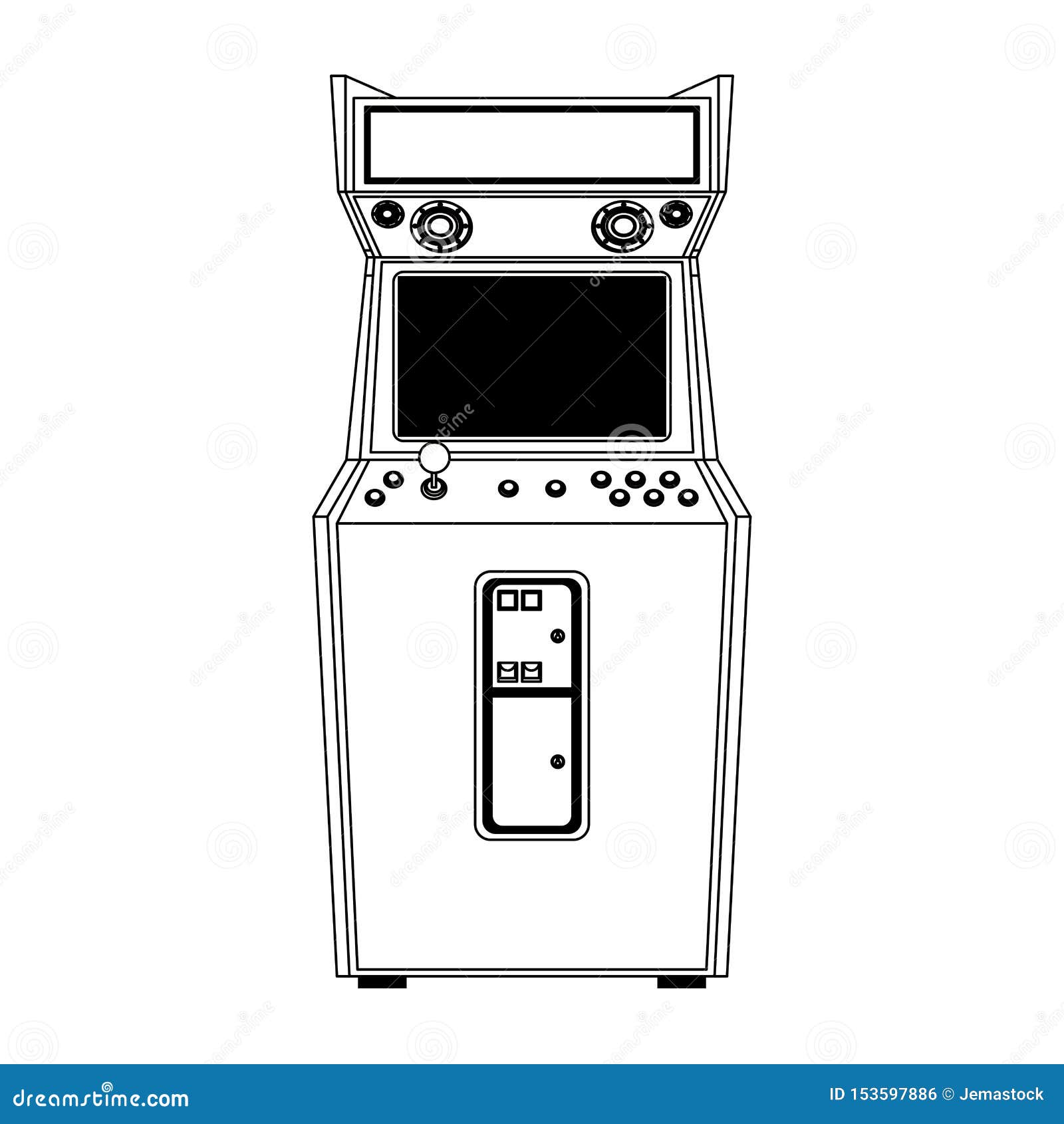 Retro Arcade Videogame Classic Console in Black and White Stock Vector