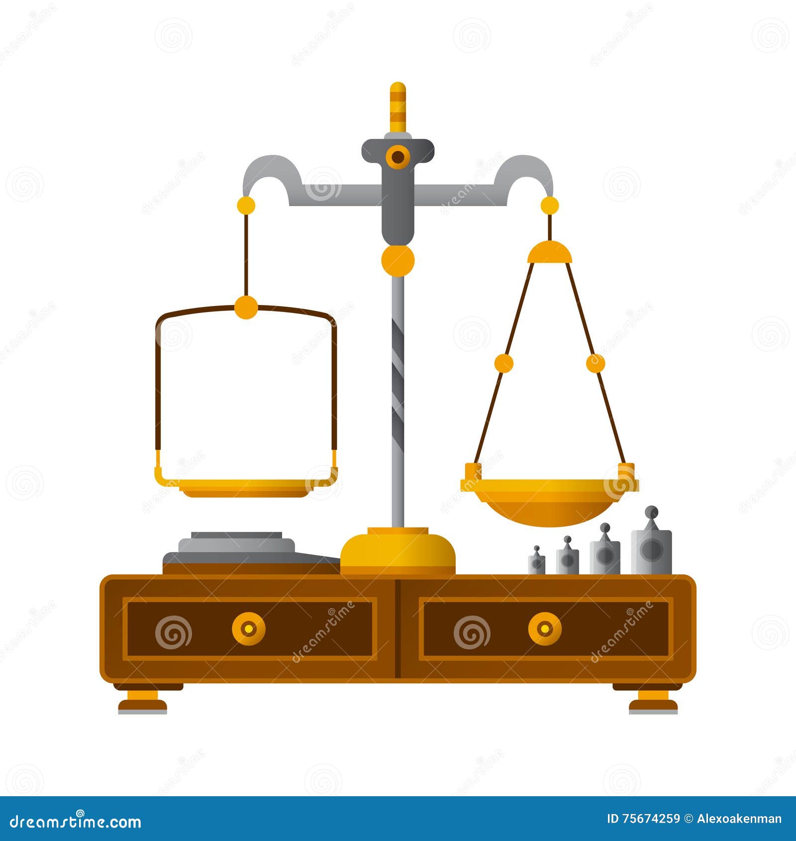 Scales, Flat Design, Libra, Vector Illustration Isolated On White