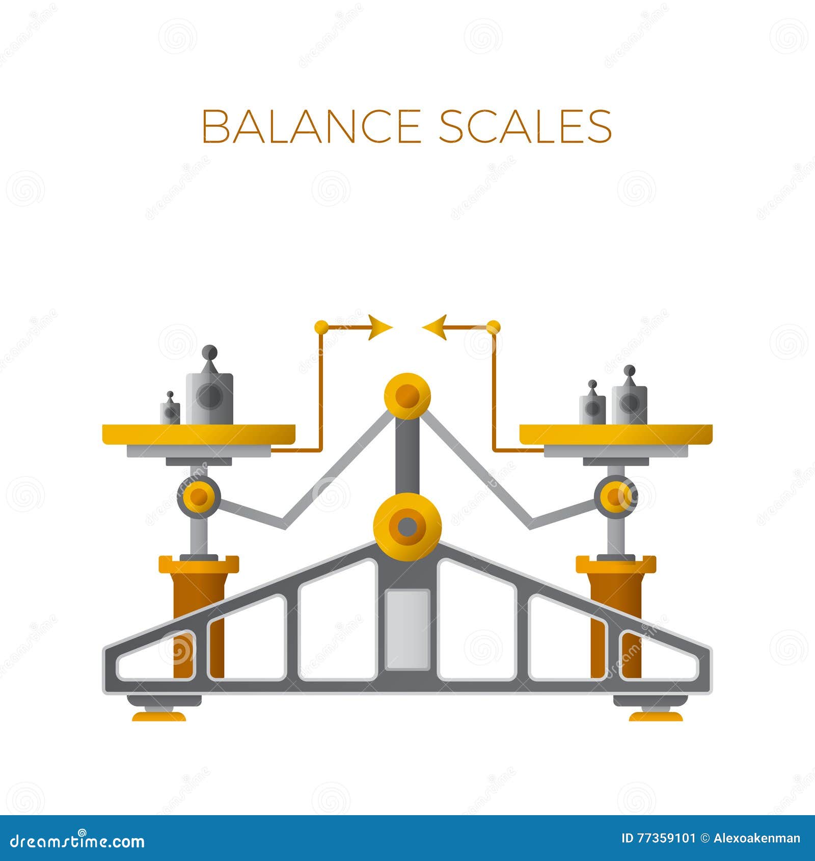 Scales, Flat Design, Libra, Vector Illustration Isolated On White