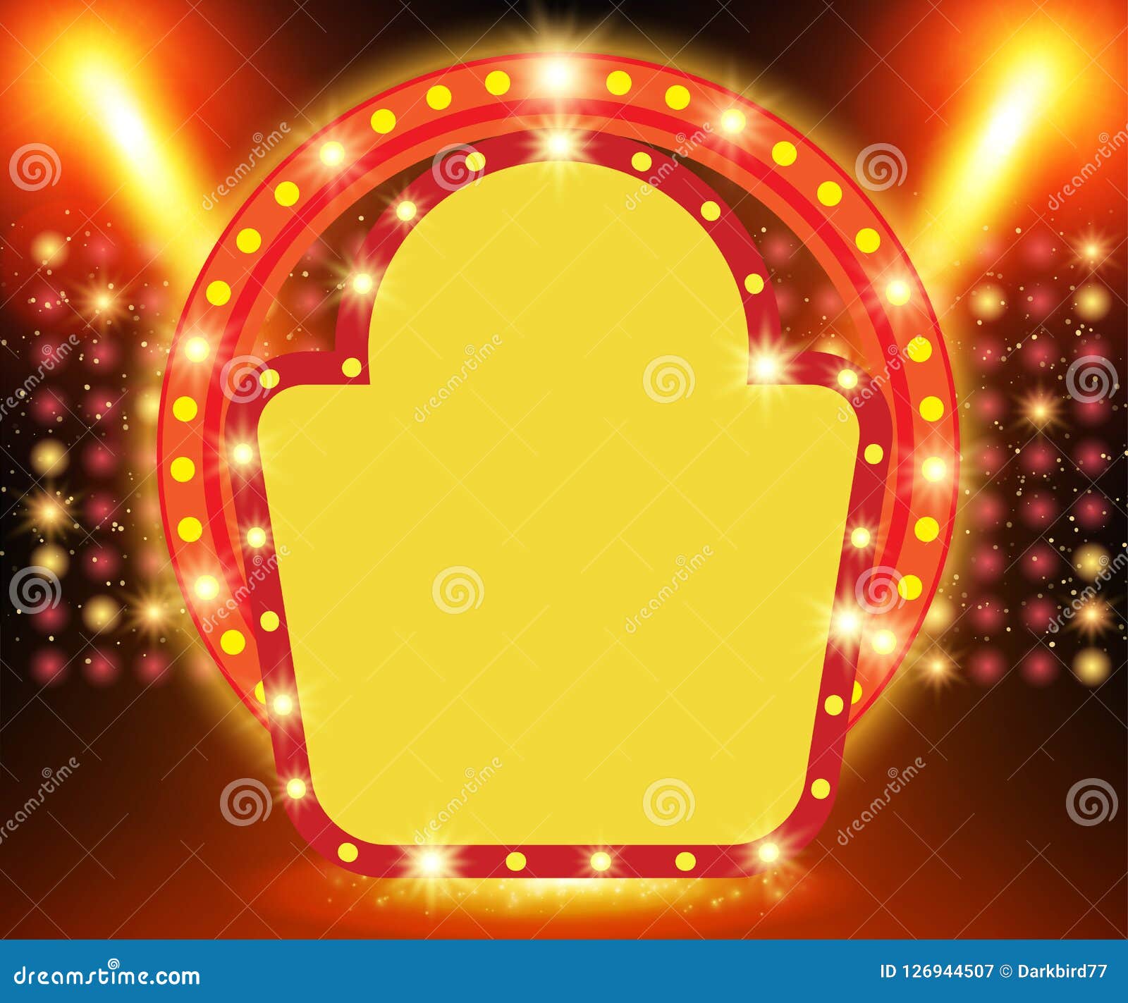 Download Retro Banner On Stage With Spotlight Effect Background Stock Illustration - Illustration of ...