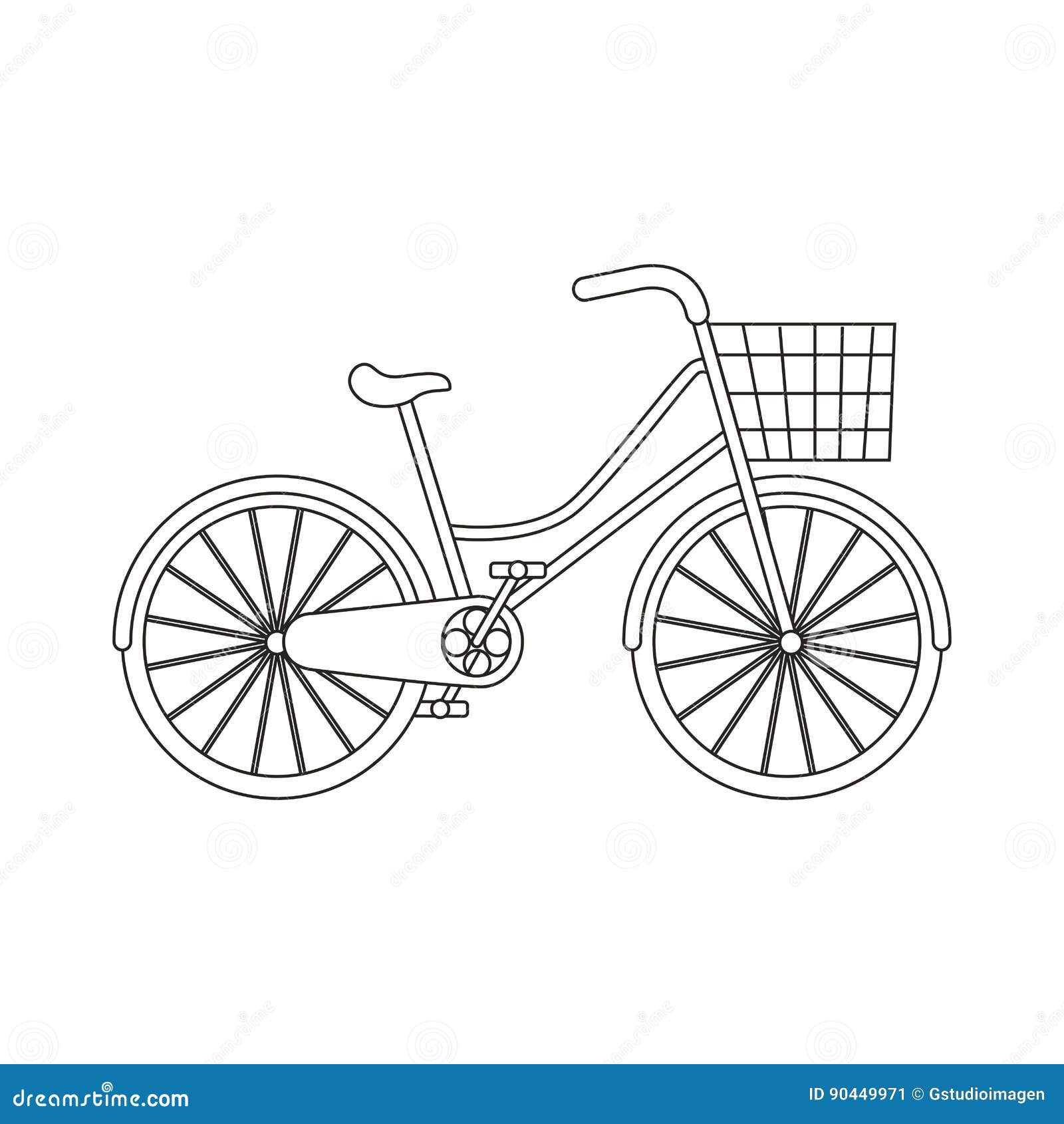 Retro bicycle with basket stock vector. Illustration of ride 90449971