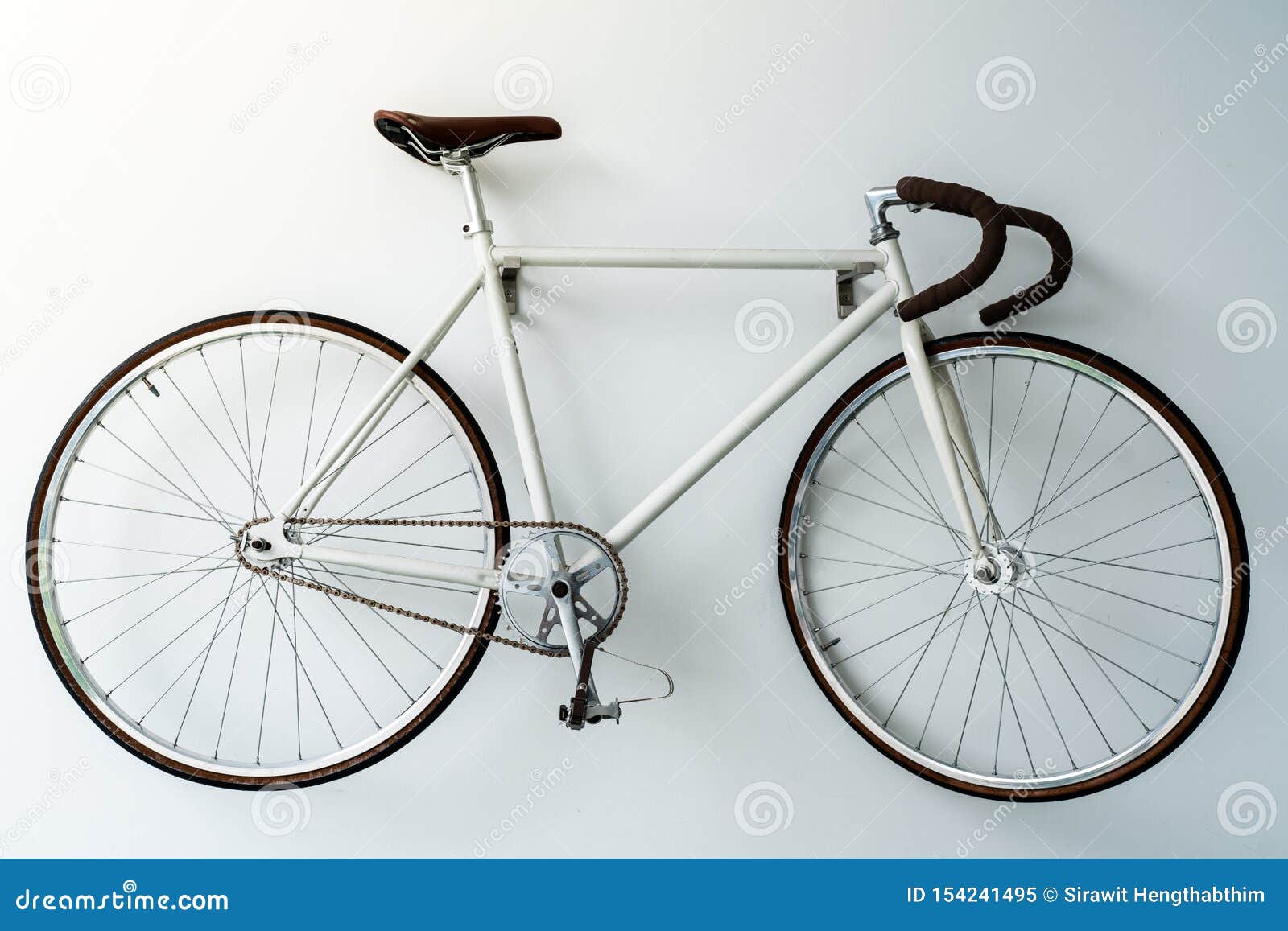 Retro Bicycle Hanging on the White Wall Editorial Image Image of