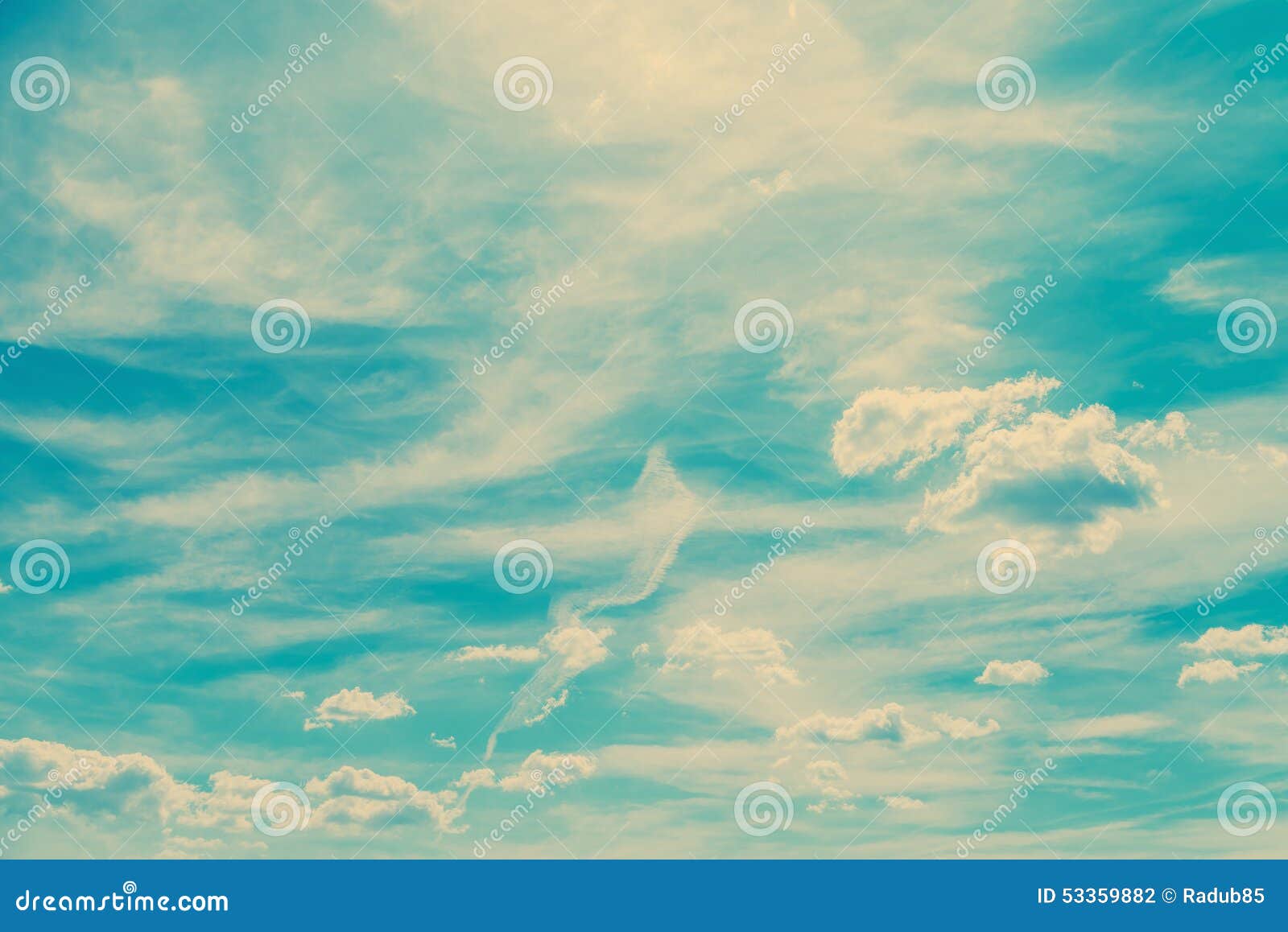 Retro Blue Summer Sky And Clouds Stock Photo Image Of Wall Summer