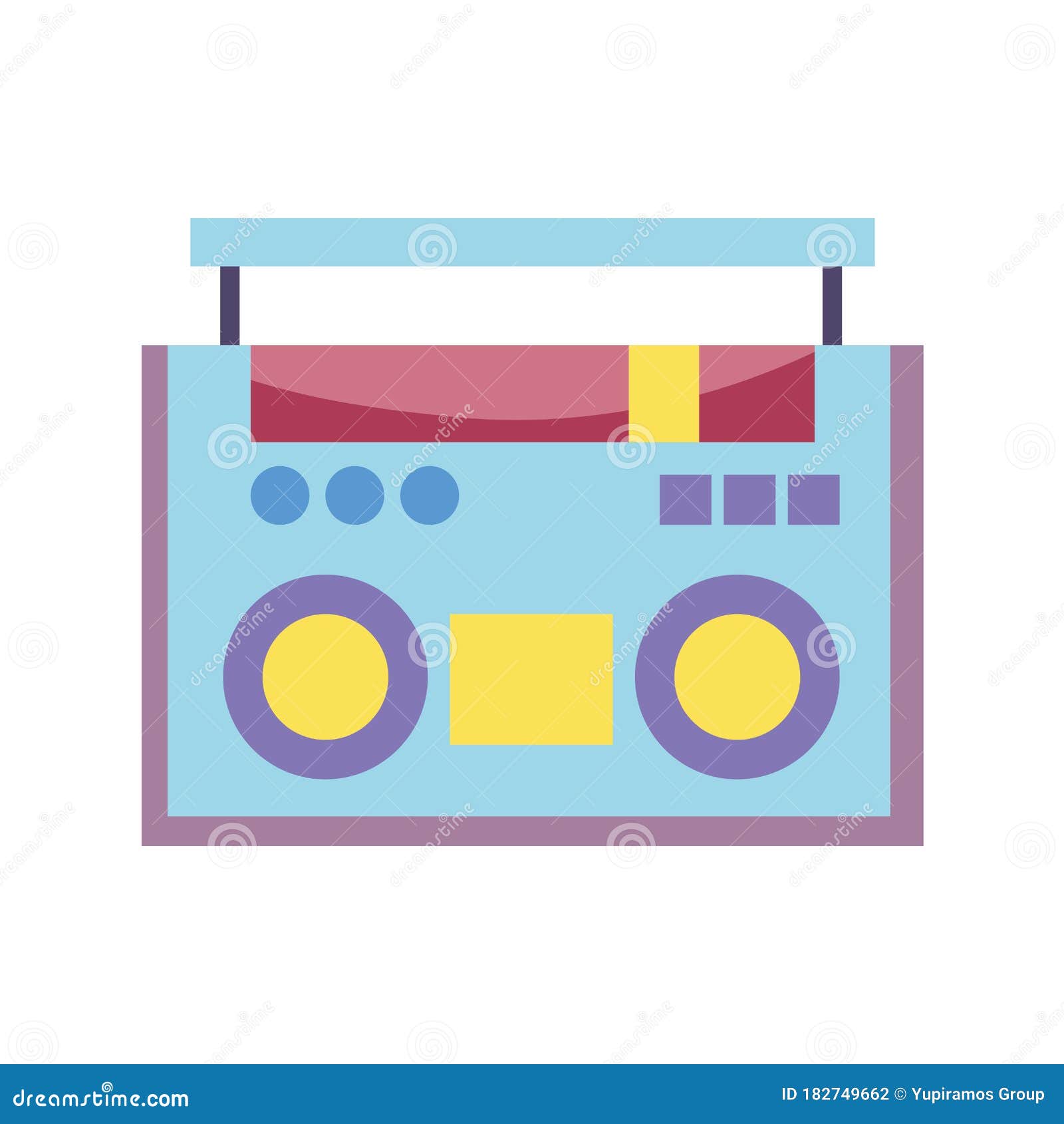 Retro Boombox Stereo Radio Music Design Isolated Icon Stock Vector ...