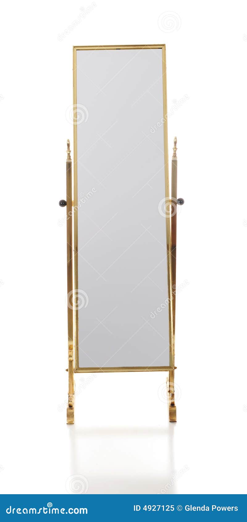 Retro Brass Floor Mirror stock image. Image of blank, tall 4927125