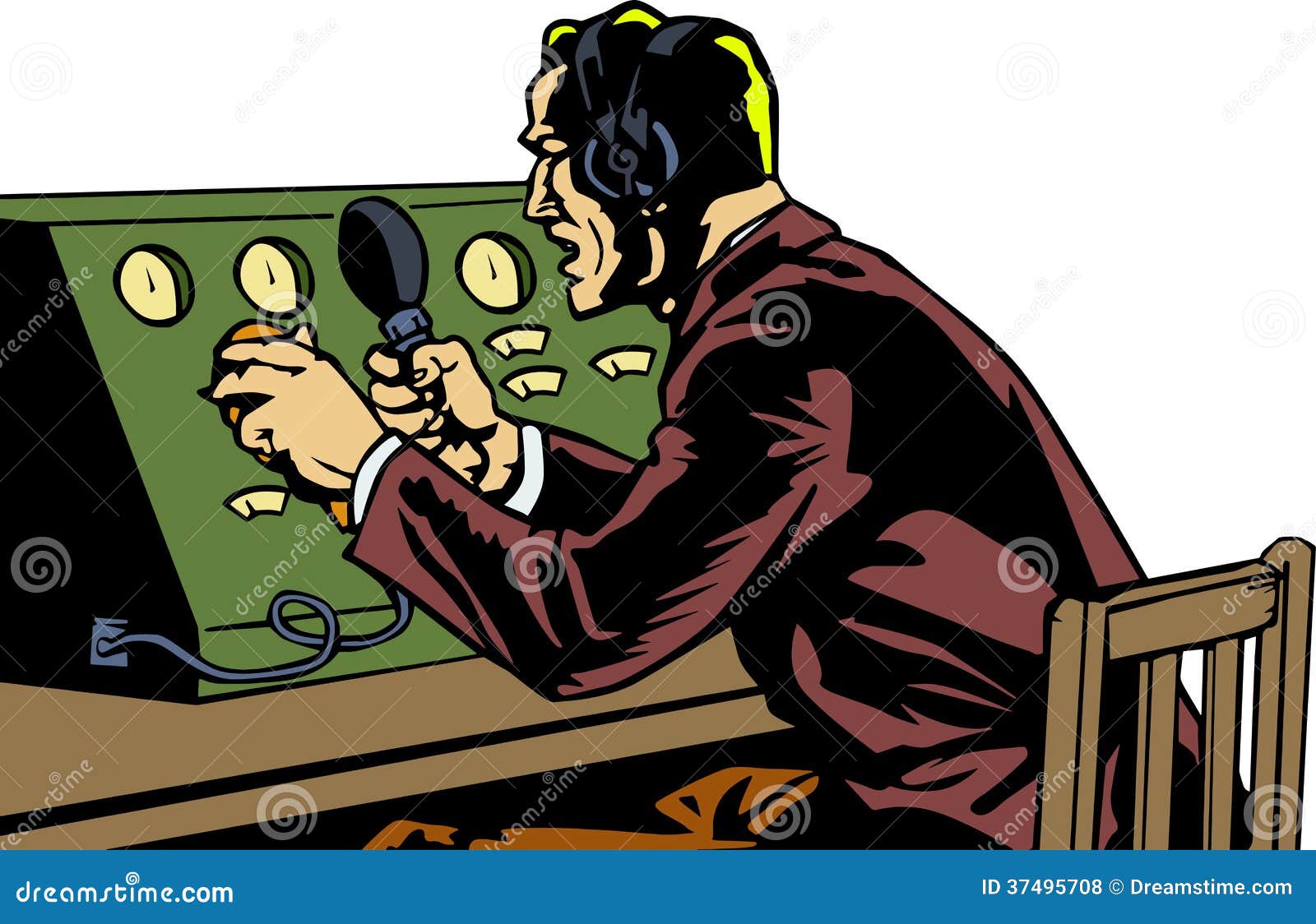Retro broadcast stock vector. Illustration of radio, drawn 37495708