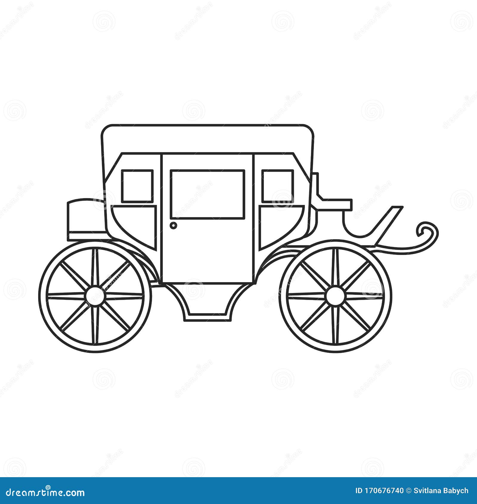 Retro Brougham Vector Icon.Outline, Line Vector Icon Retro Brougham