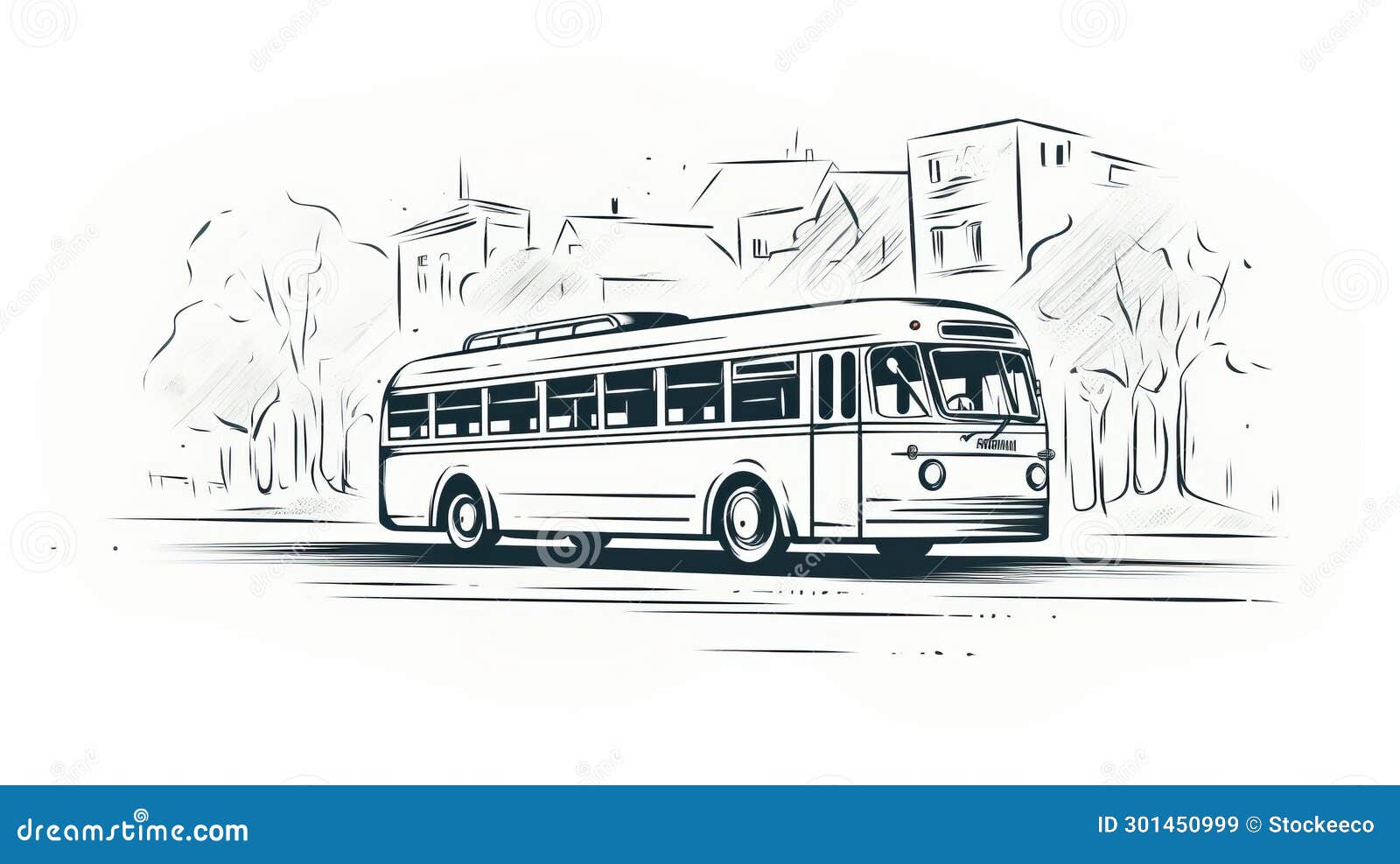 retro bus sketch: free-flowing lines and character 