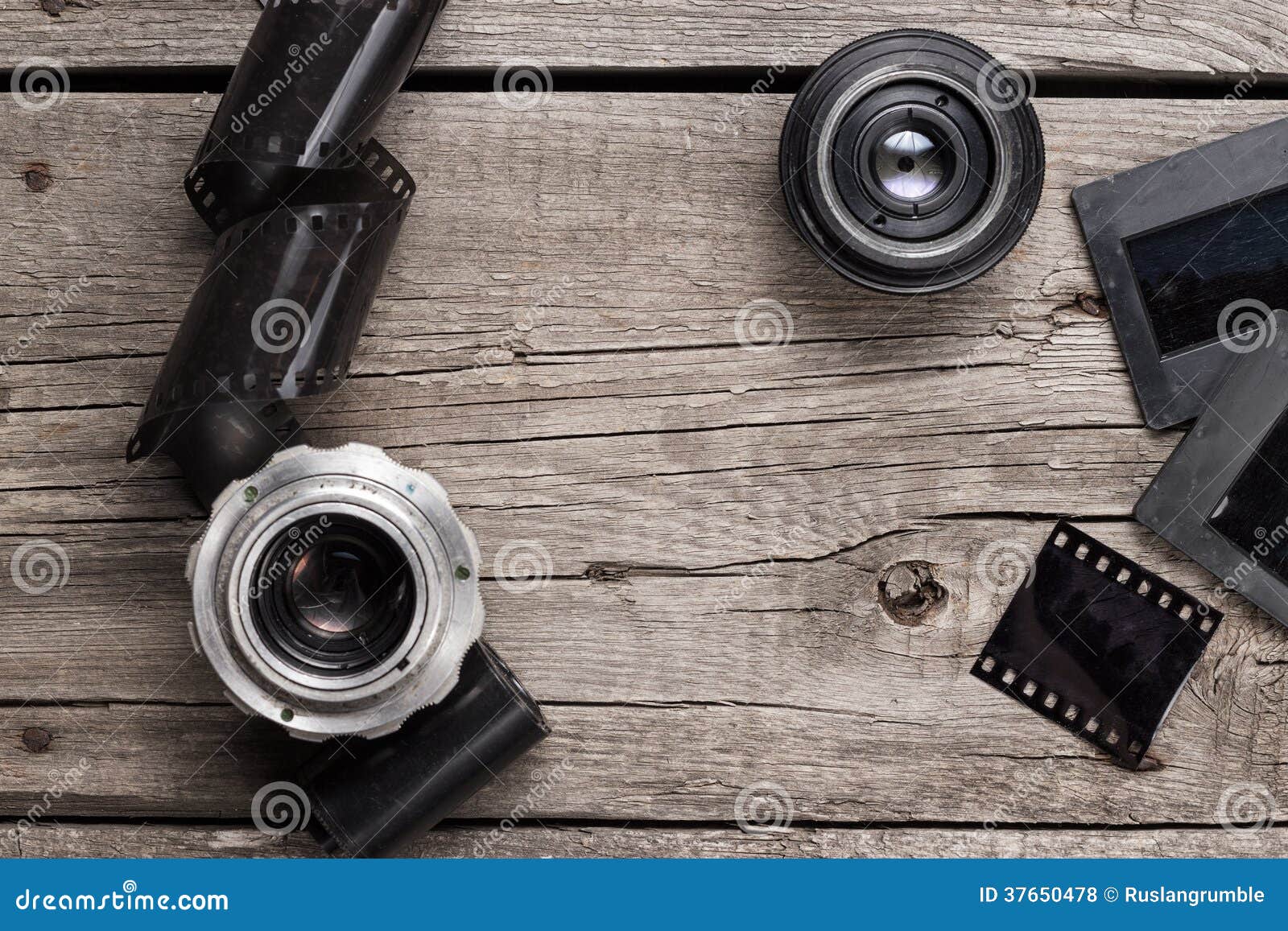 Retro Camera Lenses and Negative Film Stock Photo Image of lens, copy