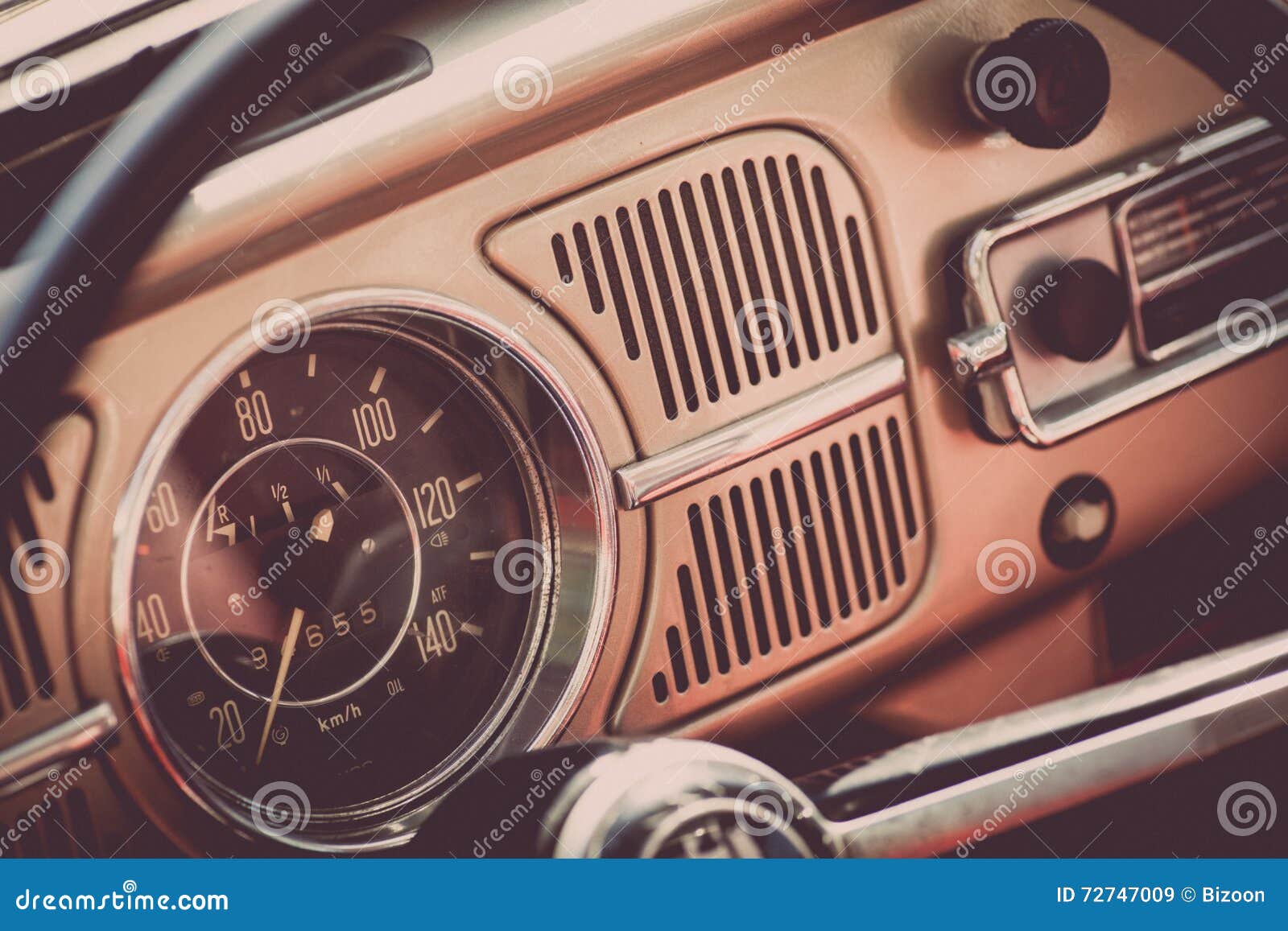 Retro car dashboard stock image. Image of closeup, gauge 72747009