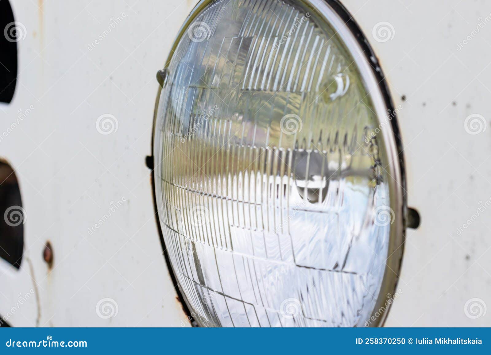 Retro Car Round Headlamp Close Up View Stock Photo Image of