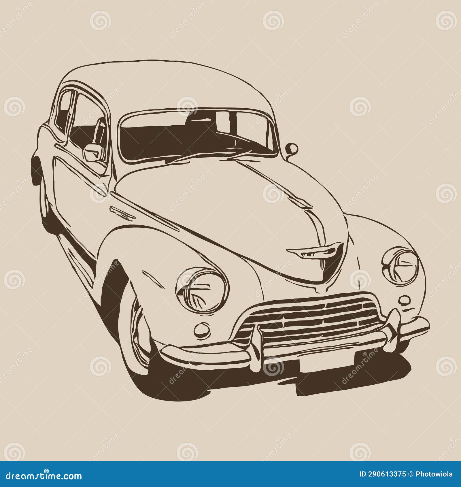 Retro Car Silhouette. Line Art. for Use on Logos, Icons, Covers, Wall  Decorations Stock Illustration - Illustration of background, auto: 290613375