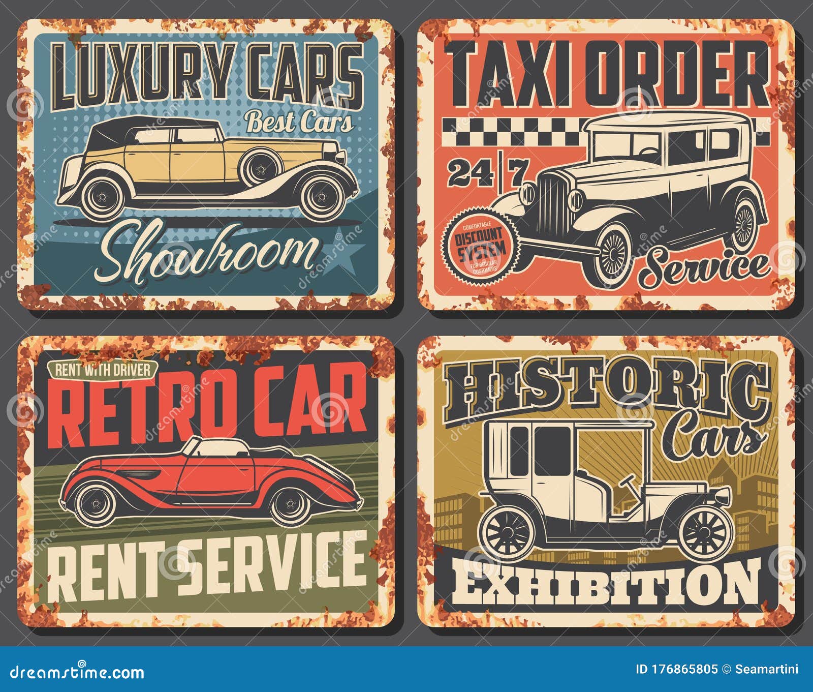 Four Cars Mini Colours Advertising Retro Vintage Metal Sign 