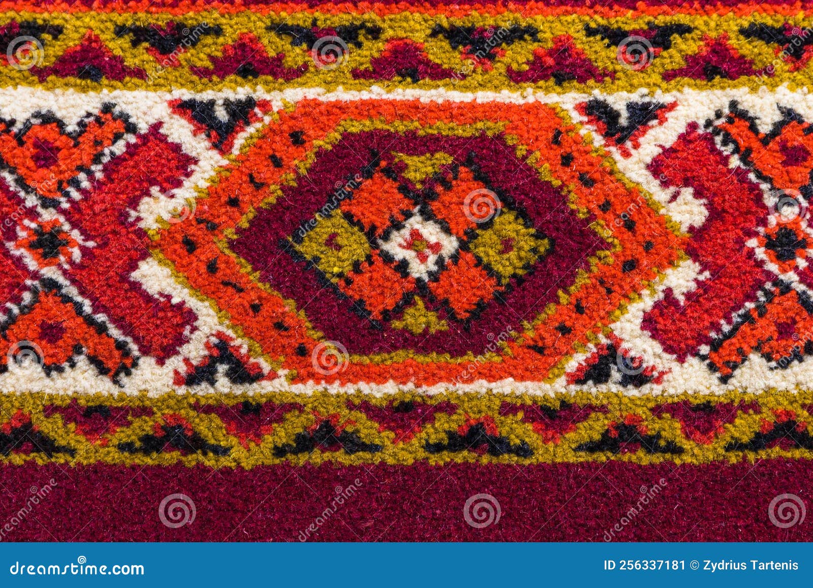 Retro Carpet Texture with Handmade Decorative Geometric Pattern Stock