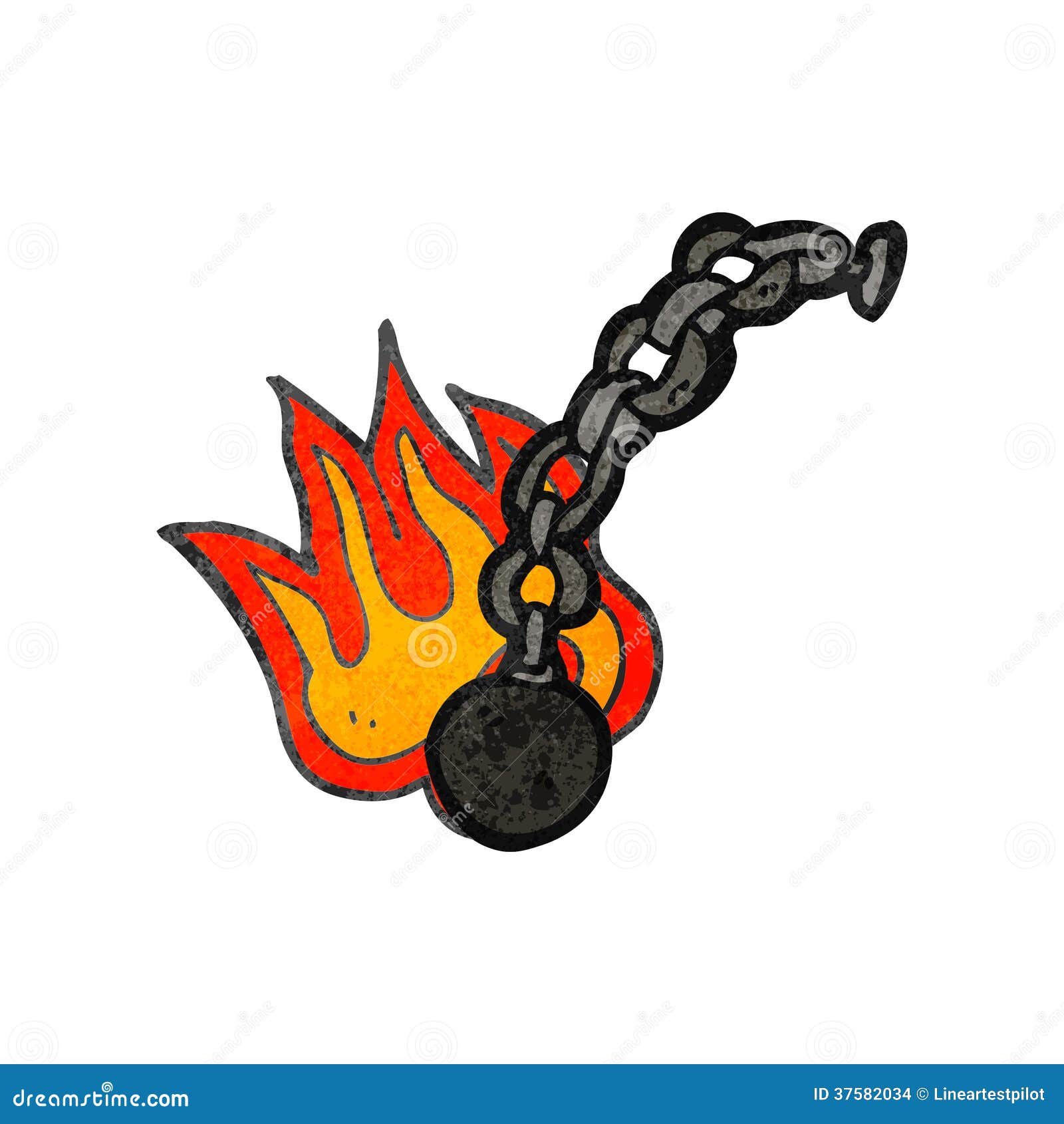 Retro Cartoon Ball and Chain Stock Vector Illustration of grunge