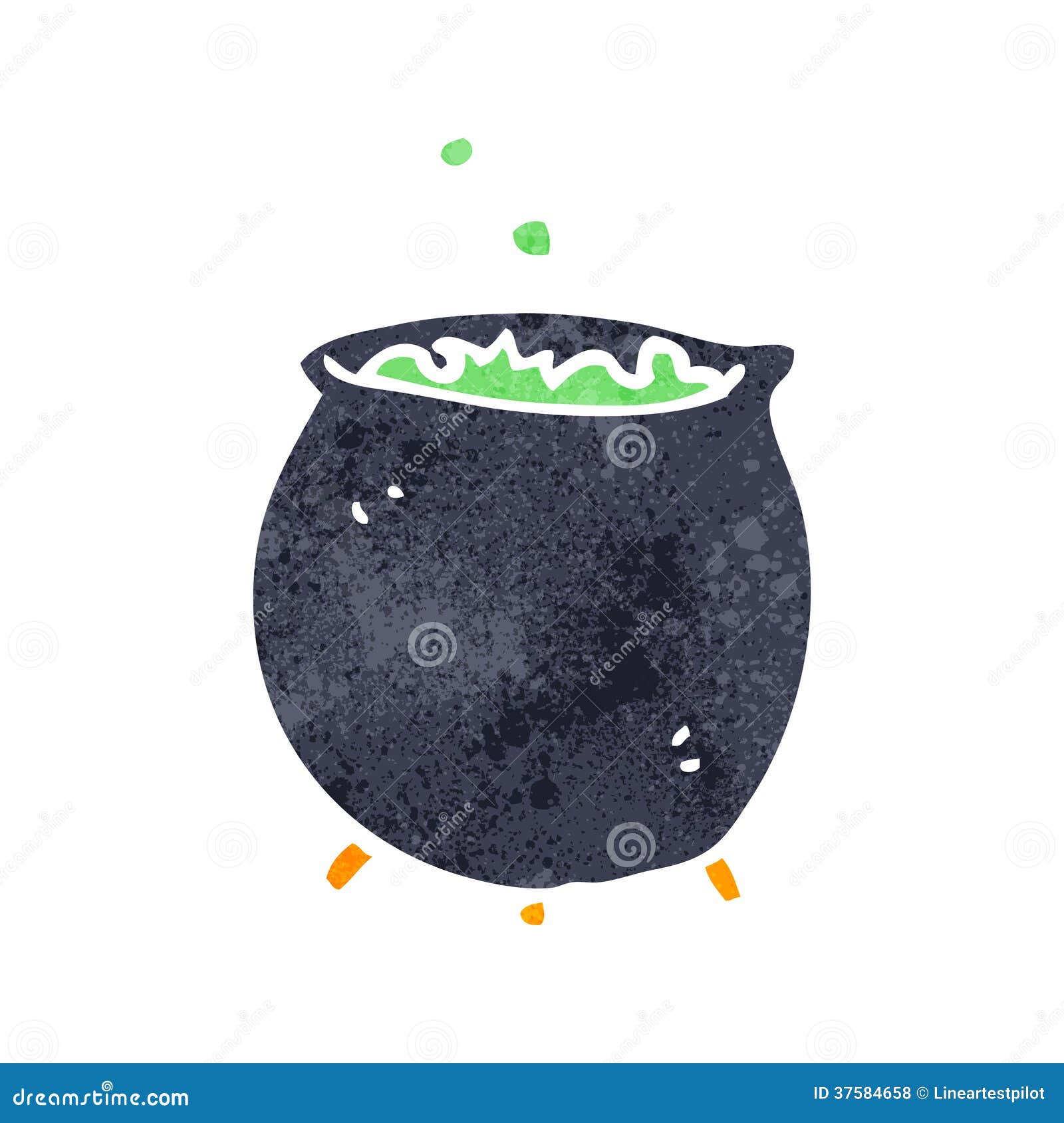 Retro Cartoon Bubbling Cauldron Stock Illustration Illustration of