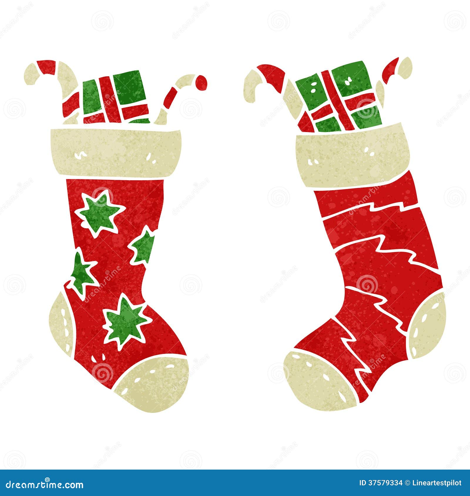Retro Cartoon Christmas Stockings Stock Vector Illustration of