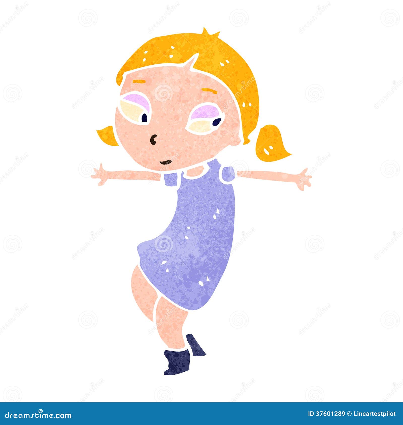 Retro cartoon dancing girl stock illustration. Illustration of quirky