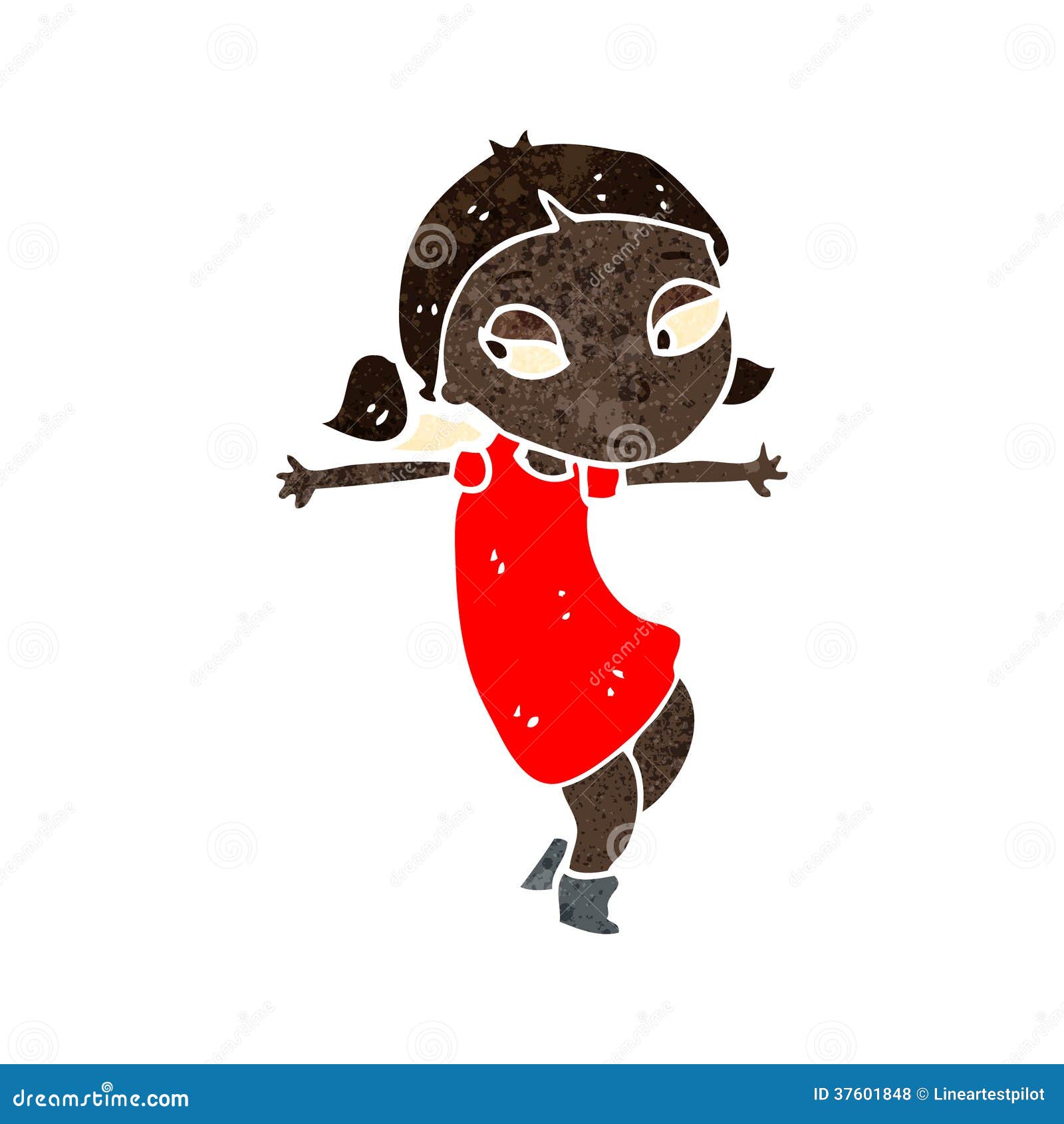 Retro cartoon dancing girl stock illustration. Illustration of funny