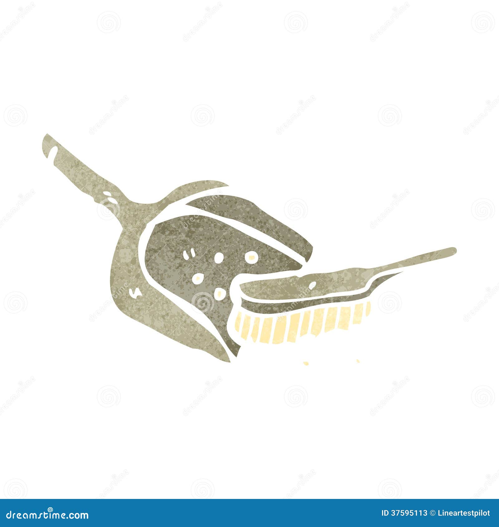 Retro Cartoon Dust Pan and Brush Stock Vector Illustration of