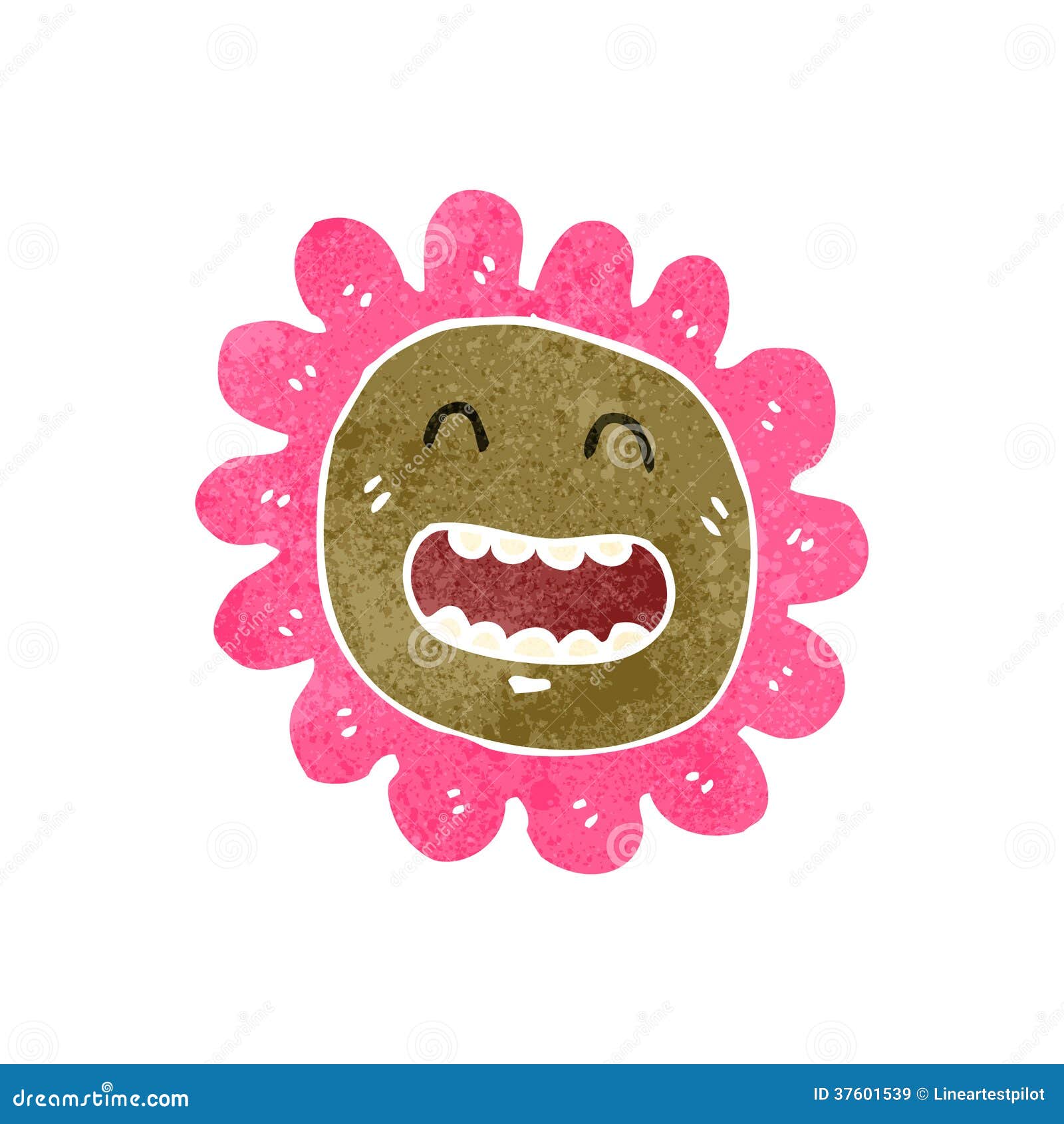 Retro Cartoon Flower with Face Stock Illustration Illustration of