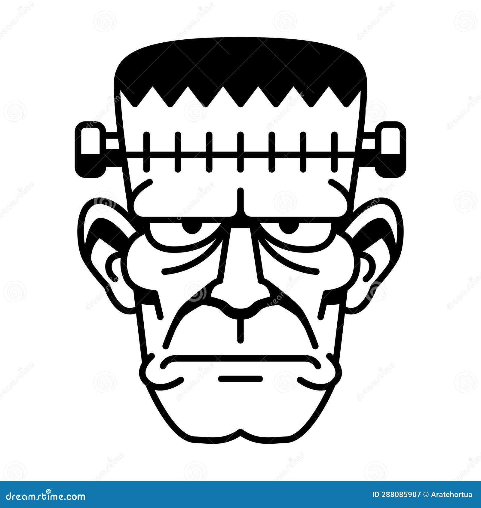 Vector Retro Cartoon Funny Frankenstein Head Isolated Stock Vector ...