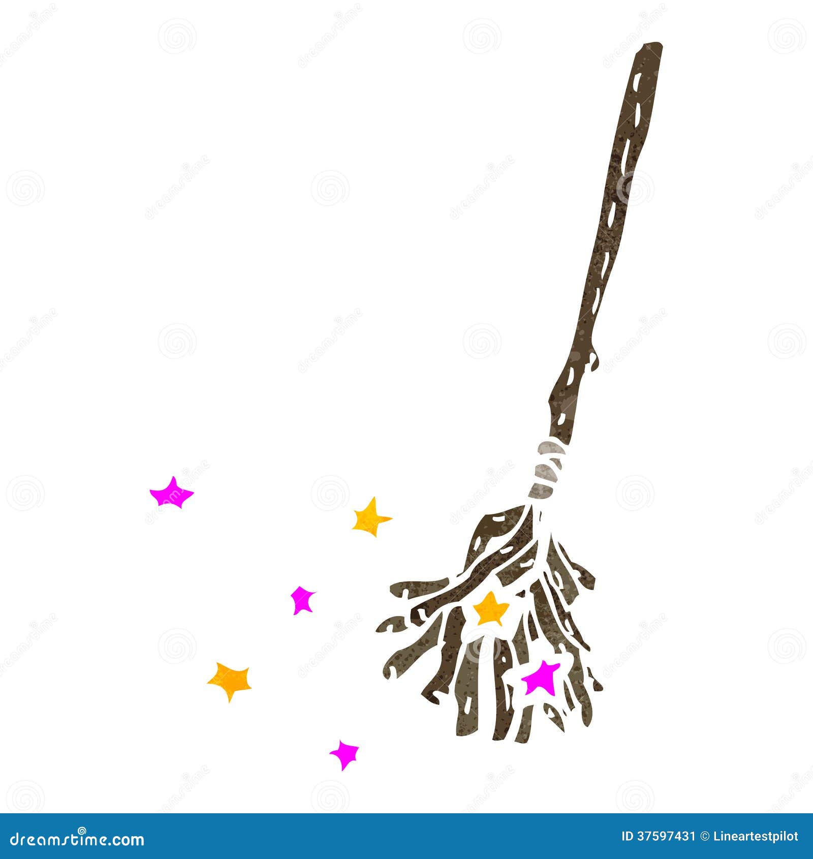 Retro cartoon magic broom stock illustration. Illustration of artwork