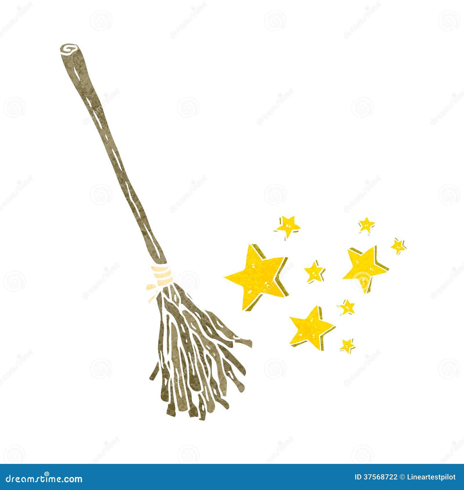 Retro Cartoon Magic Broom Stick Stock Vector - Illustration of drawn