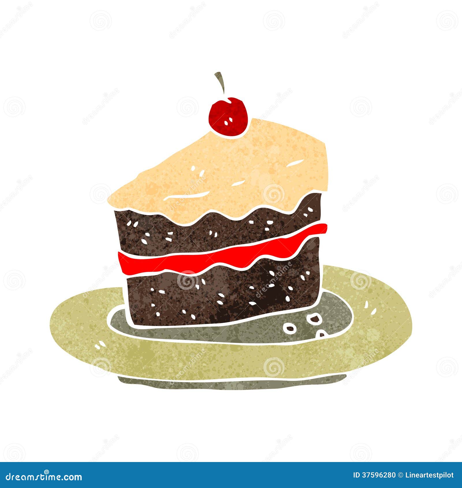 Retro Cartoon Slice Of Cake Stock Illustration - Illustration of tasty